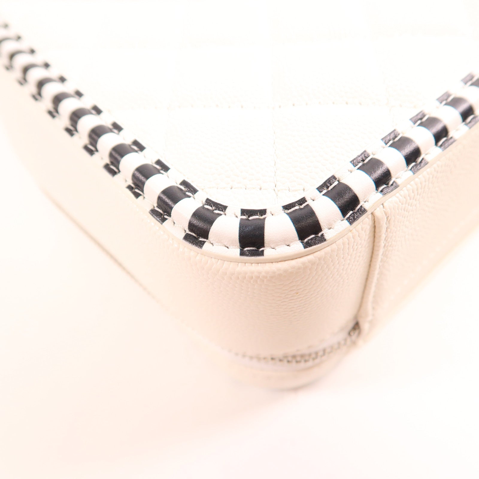 CHANEL CC SHW Vanity 2Way Shoulder Hand Bag Calfskin Leather White/Black