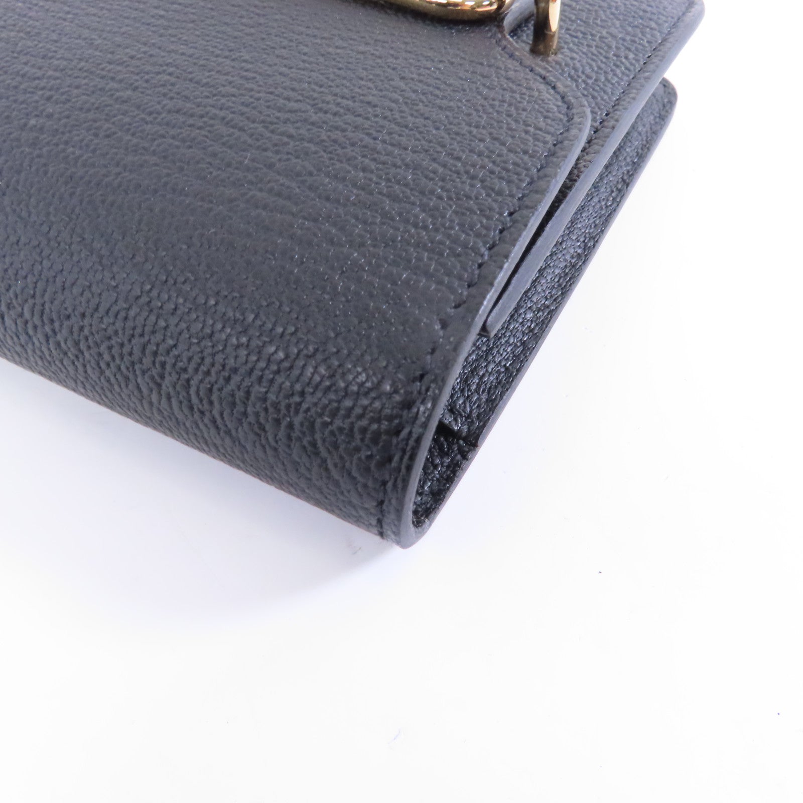 HERMES 【激減優惠】Chevre皮革Roulis Slim金扣錢包Noir/黑色