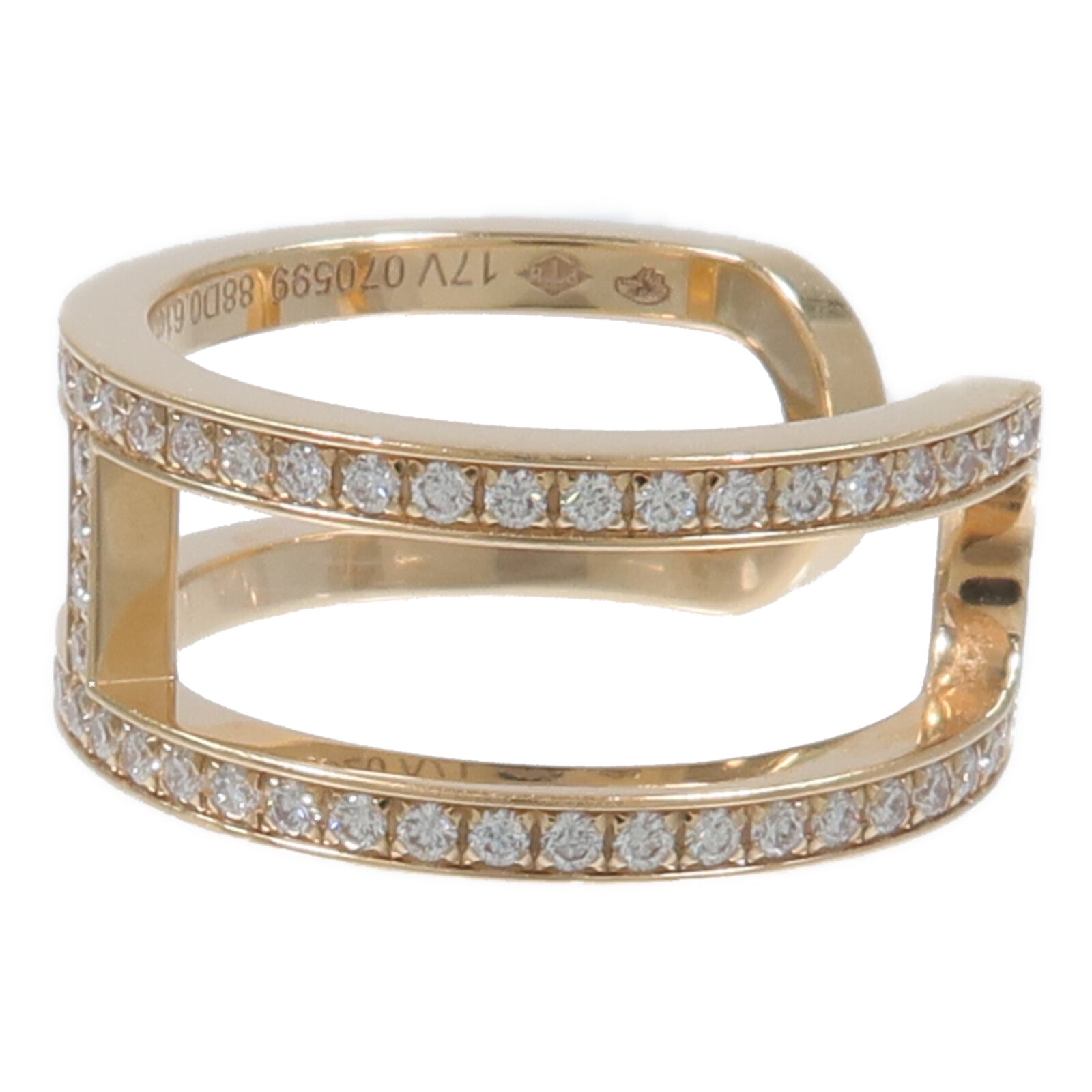 HERMES 18K玫瑰金Ever Chaine d'ancre Ring鑽石戒指
