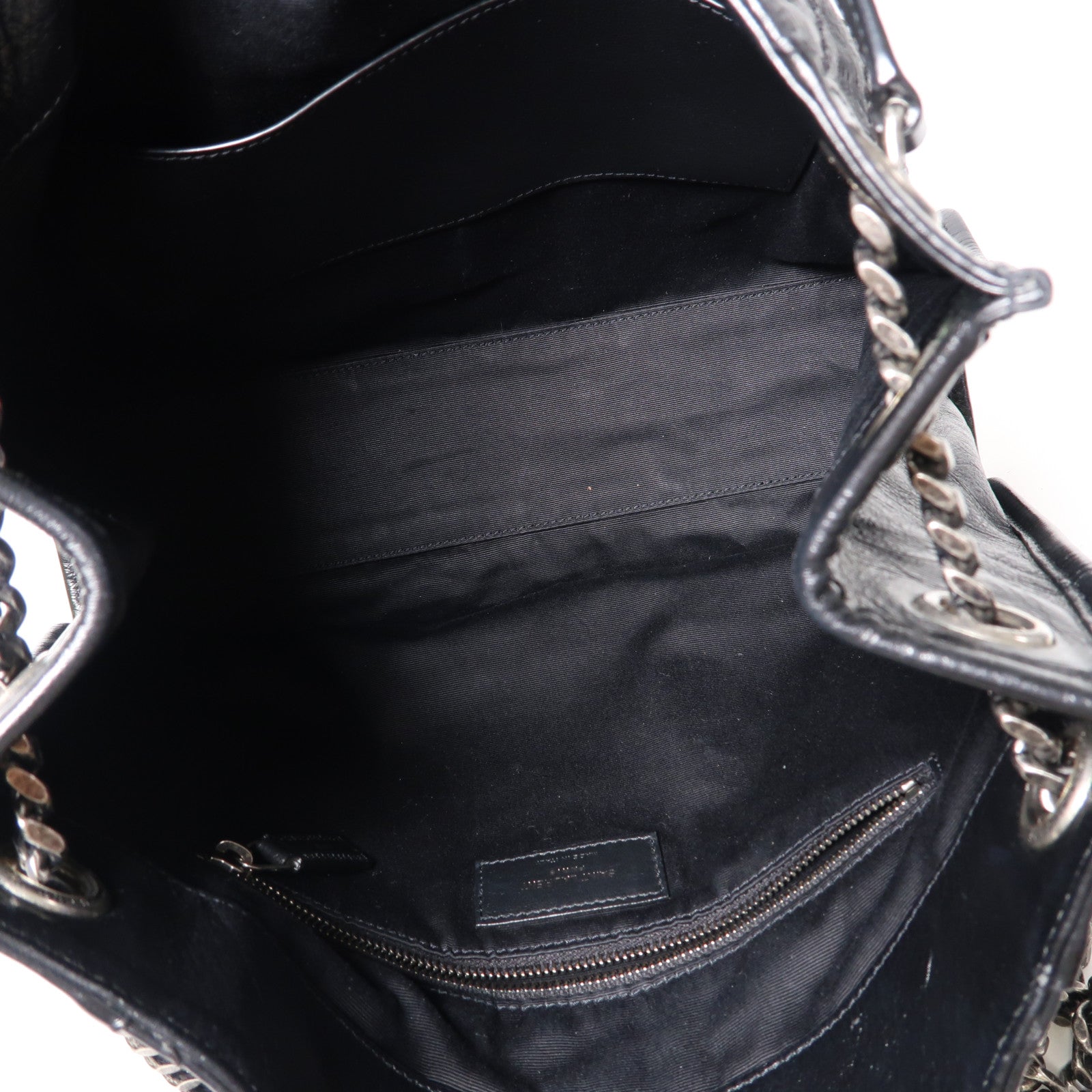 SAINT LAURENT 牛皮皮革Niki Medium Shopping Bag銀扣鏈帶手挽肩背兩用袋黑色