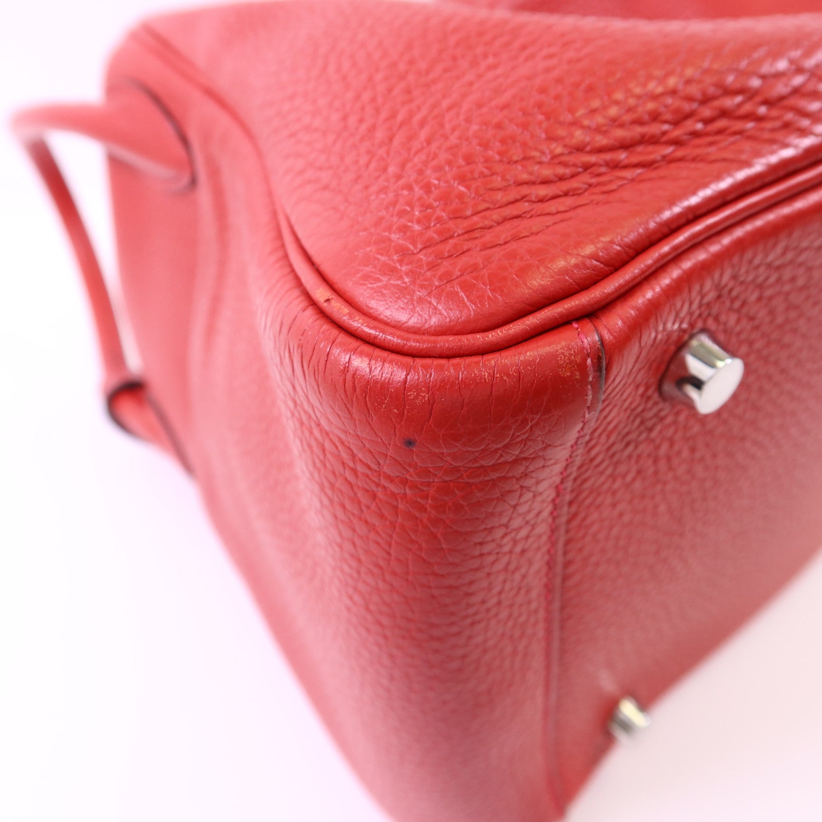 HERMES Clemence皮革Lindy 30銀扣手挽肩背兩用袋Rose Jaipur