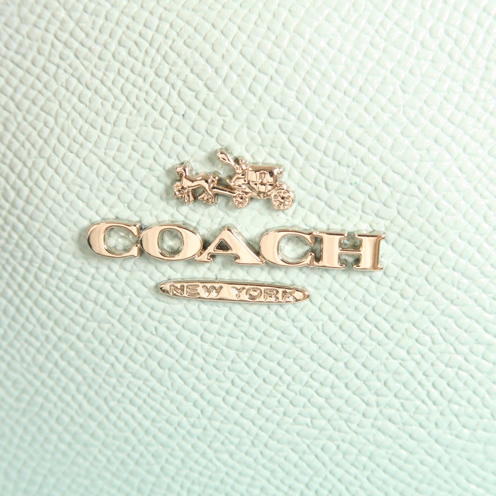 COACH 牛皮皮革Shoulder Tote銀扣肩背袋/手挽袋綠松石色