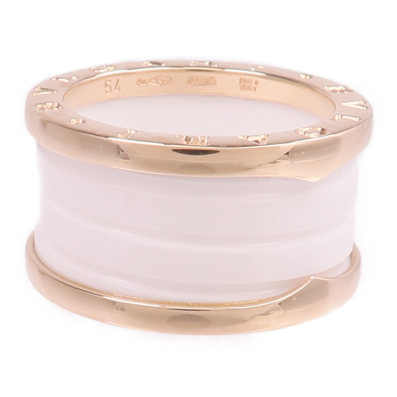 BVLGARI 18K玫瑰金/陶瓷B-zero1戒指BVLGARI#54/US#6.5