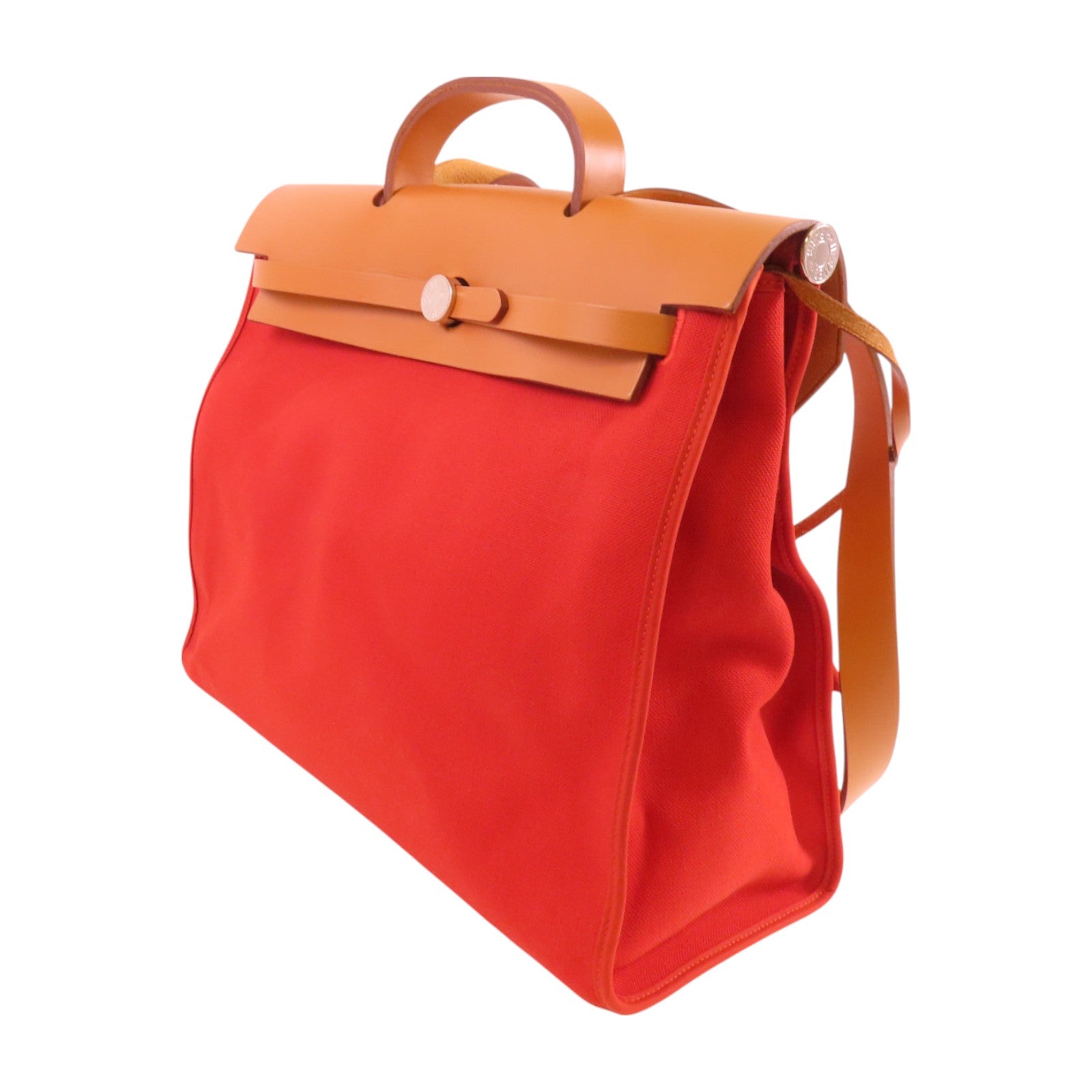 HERMES 帆布Herbag GM銀扣手挽肩背兩用袋