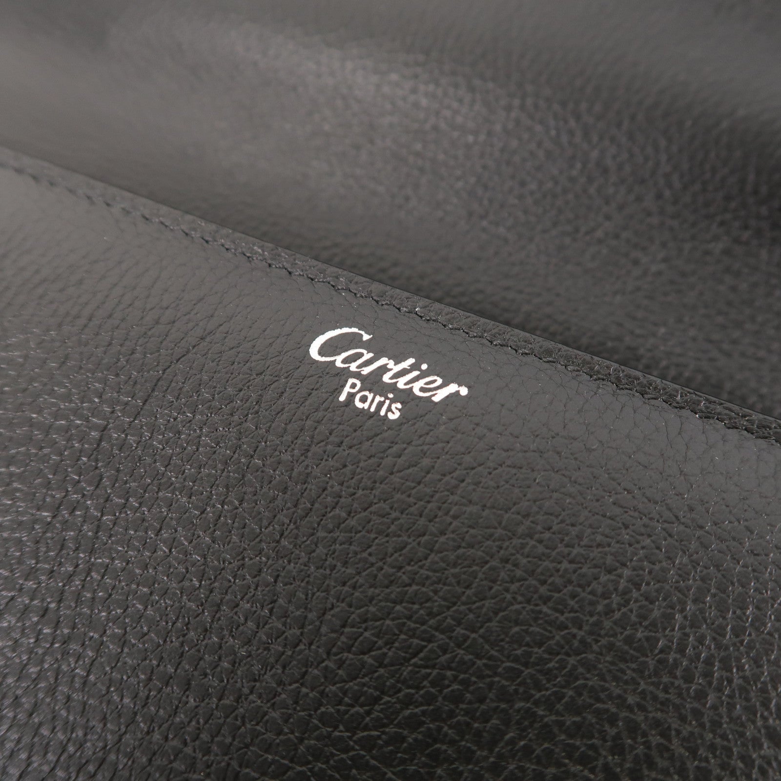 CARTIER 牛皮皮革Briefcase銀扣公事包黑色