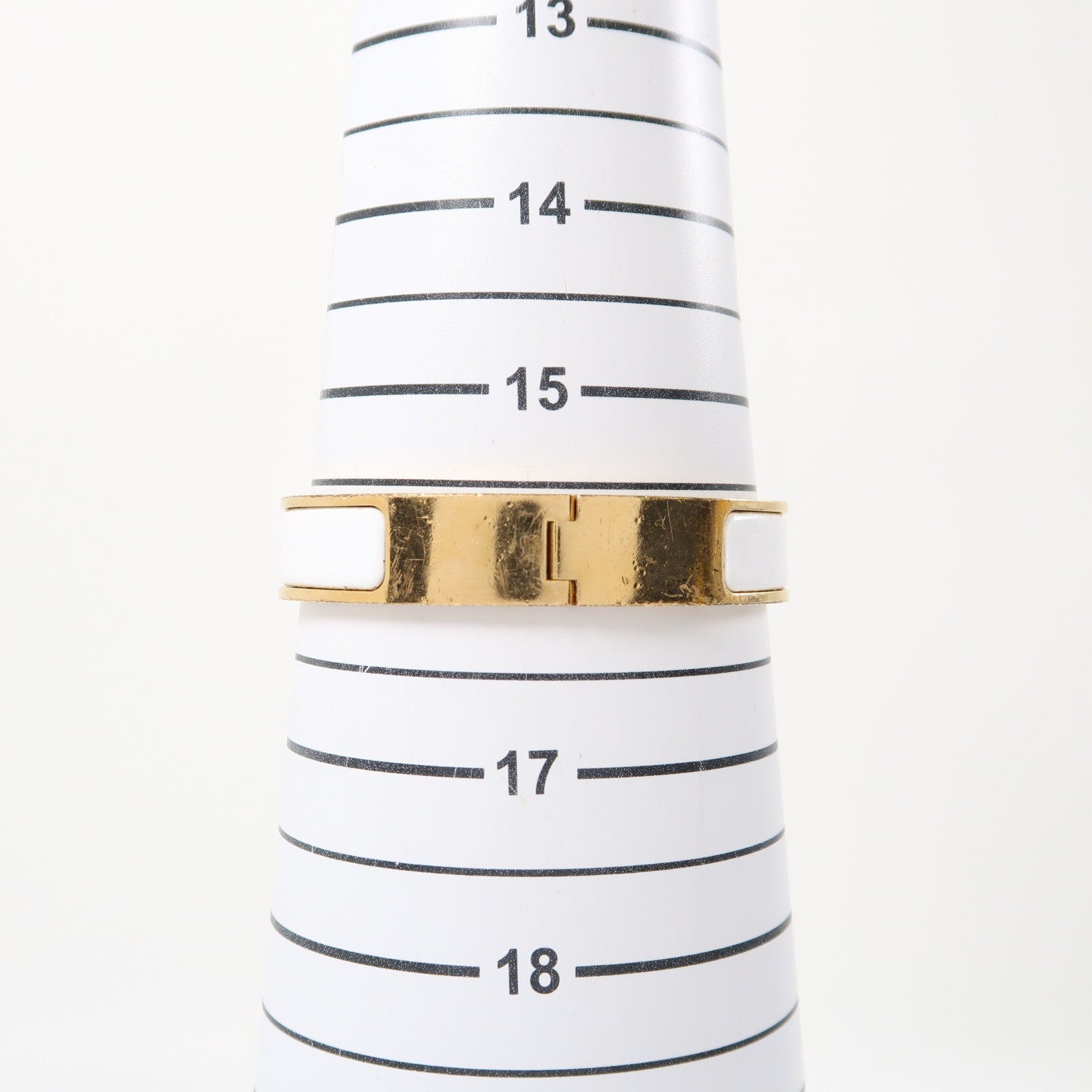 HERMES 金屬H Bangle手鐲金色/白色