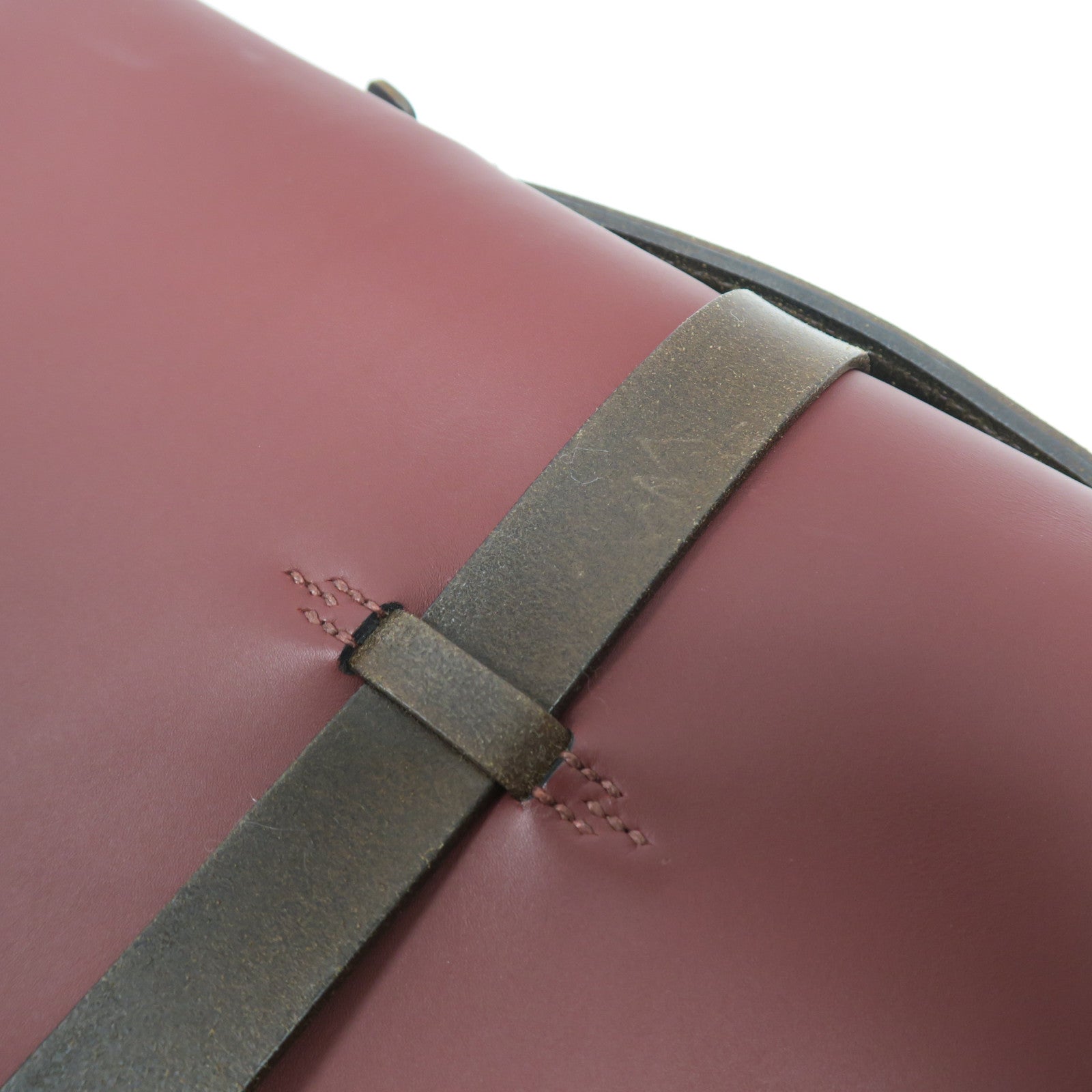 HERMES Swift皮革/Sombrero皮革Etriviere II銀扣手挽袋Rough暗紅色