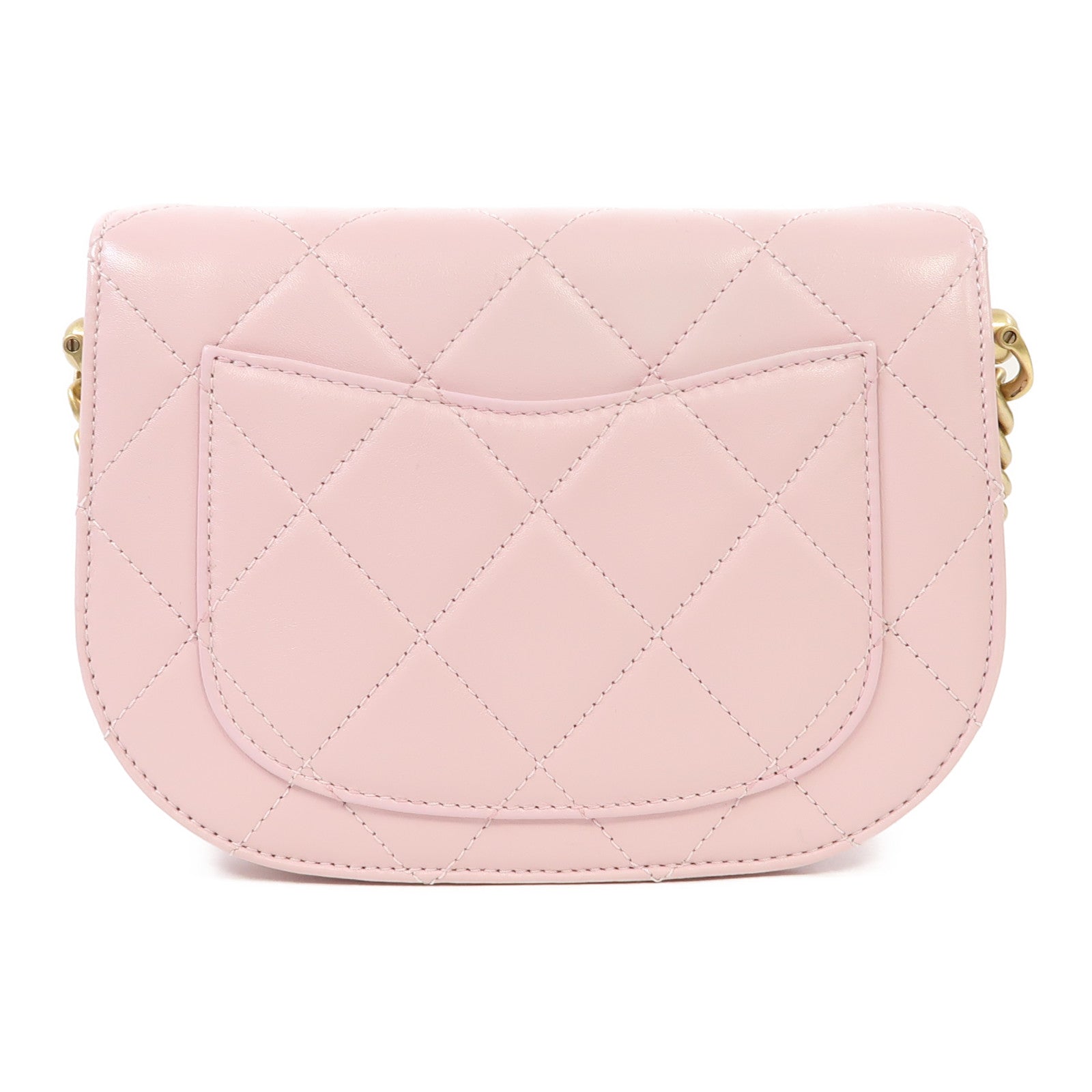 CHANEL 【激減優惠】菱格牛皮皮革Chain Shoulder金扣鏈帶肩背袋粉紅色