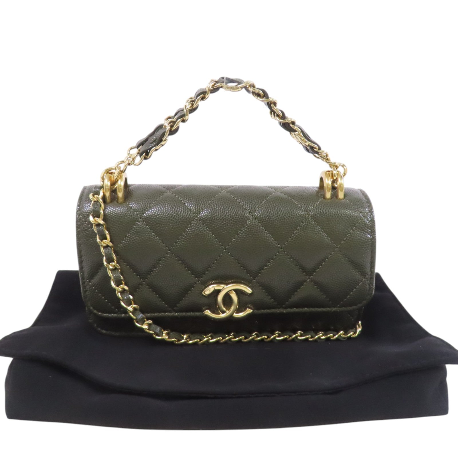 CHANEL 牛皮皮革Coco First WOC金扣鏈帶肩背袋