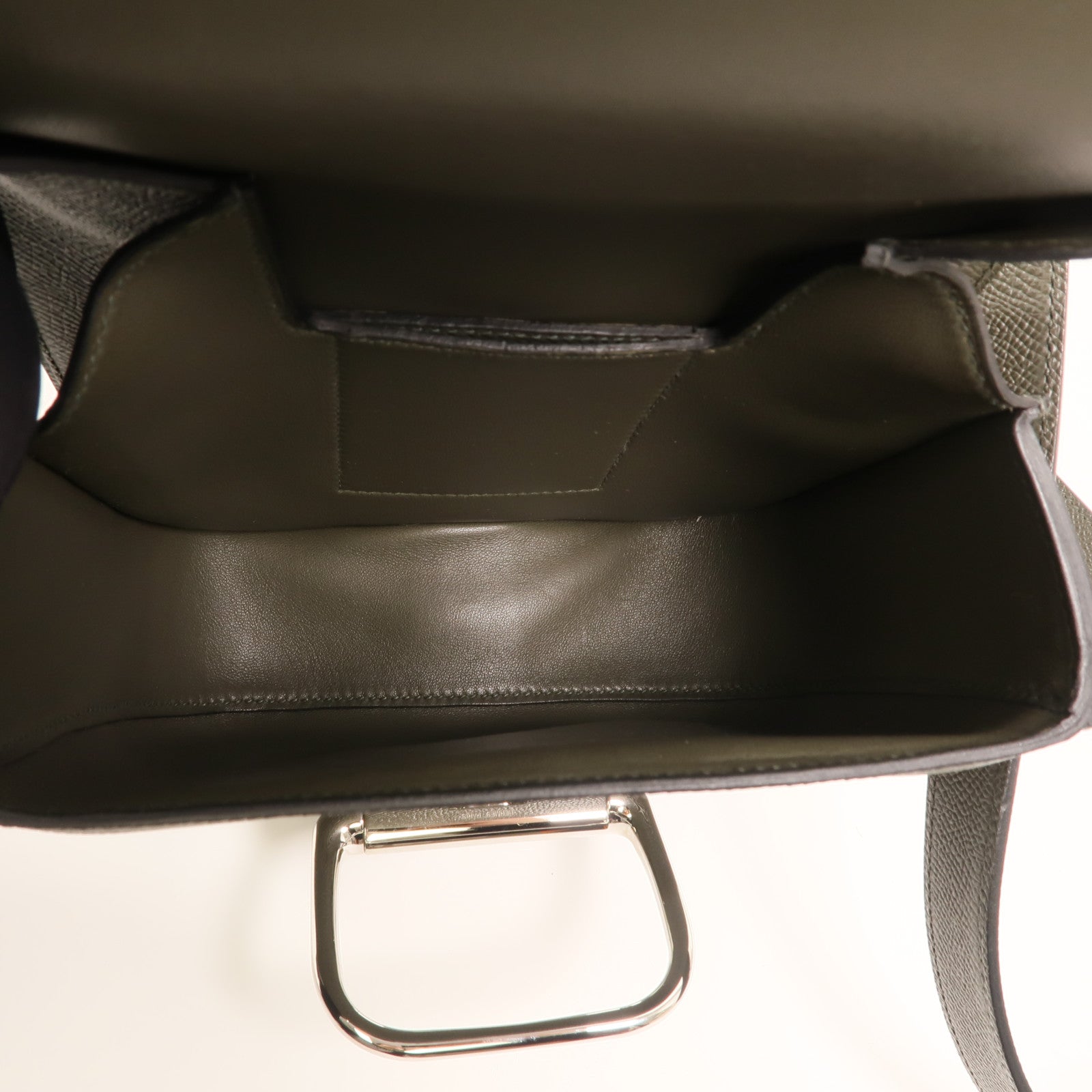 HERMES Epsom皮革Della Cavalleria Mini銀扣肩背袋Vert de Gris