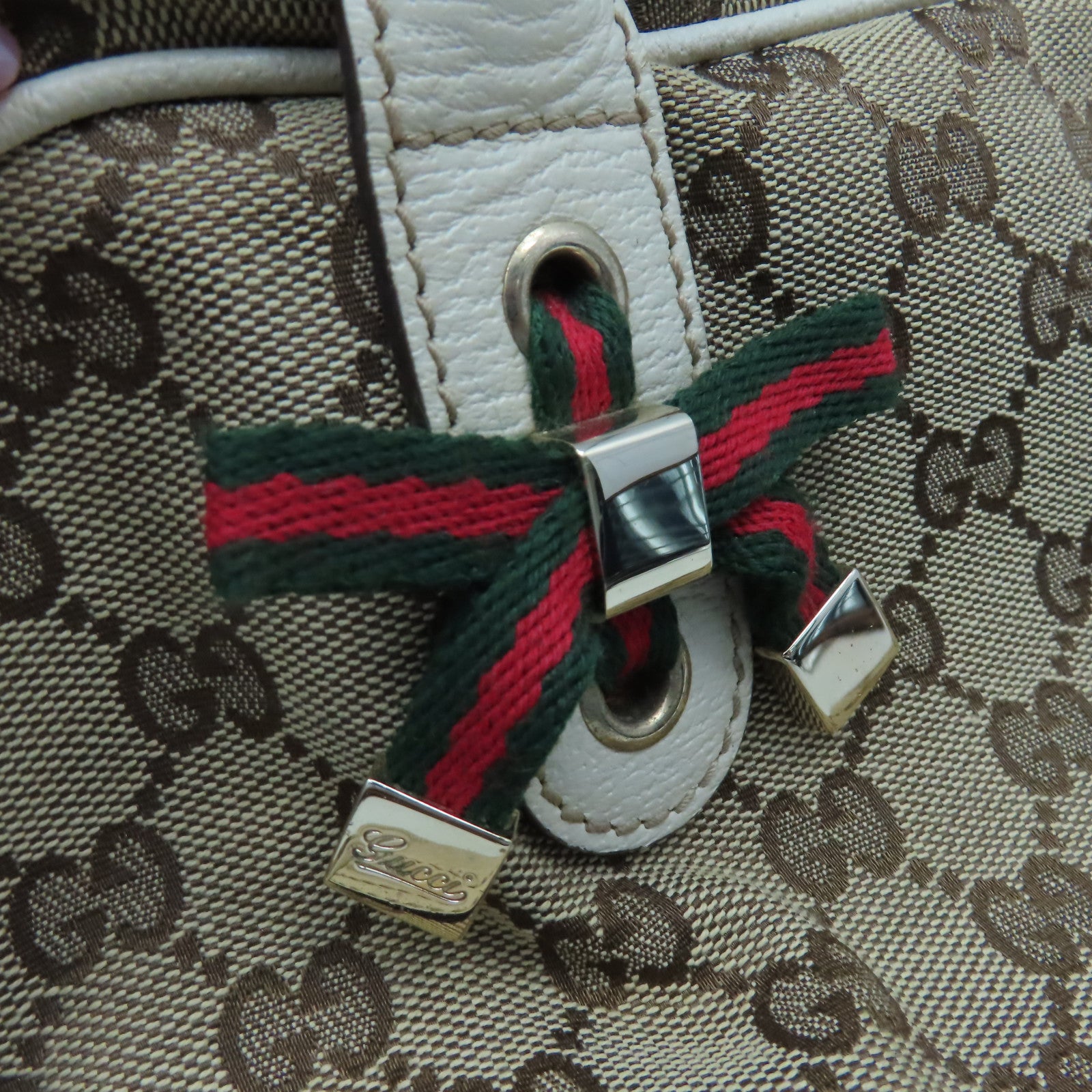 GUCCI 帆布Shoulder Bag金扣肩背袋米色