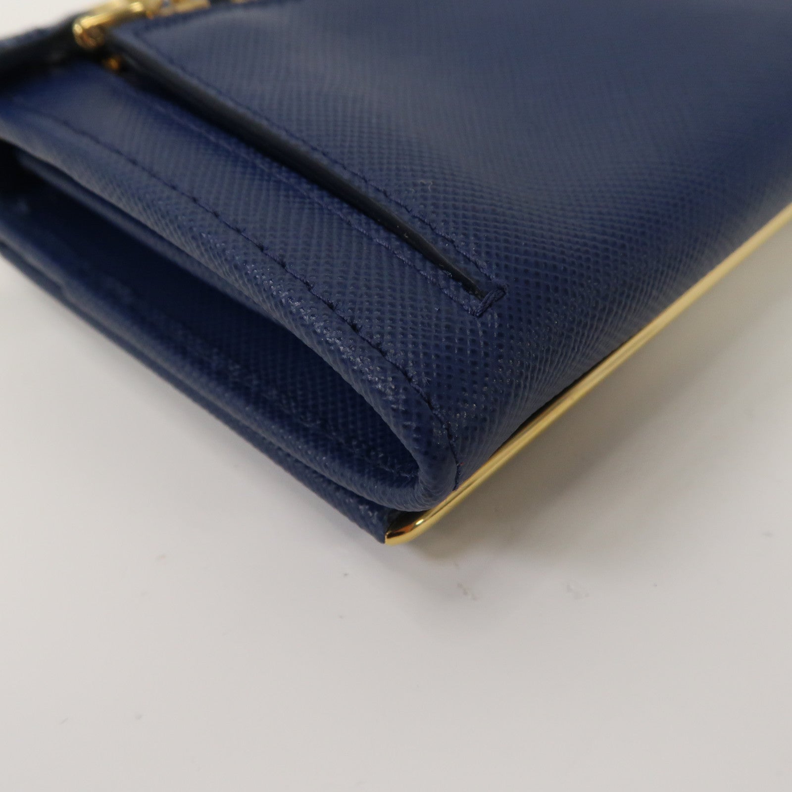 PRADA 【激減優惠】牛皮皮革Long Wallet金扣長錢包藍色