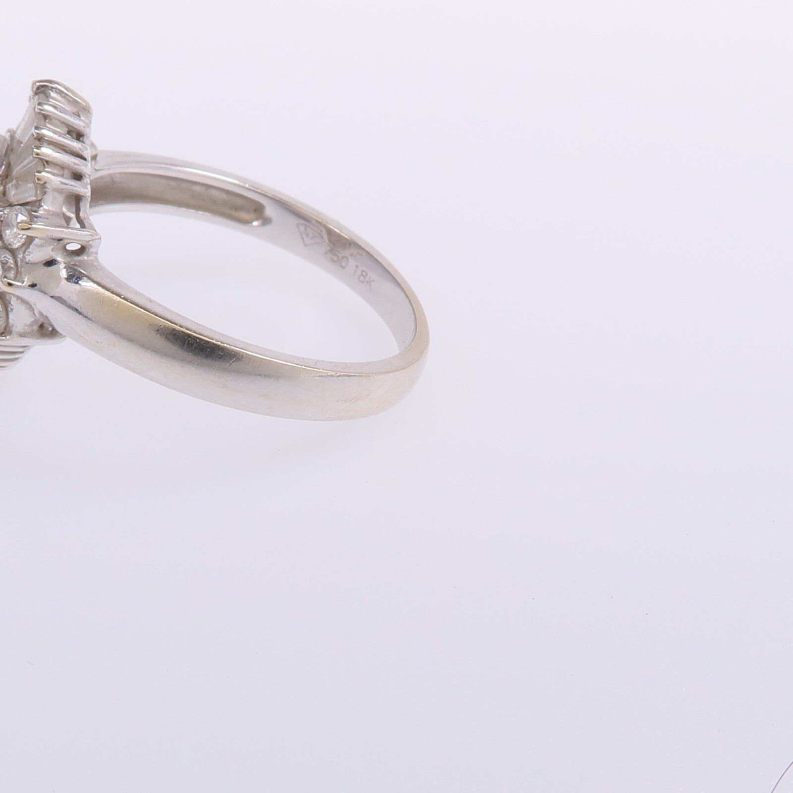 JEWELRY 18K白金Emerald Diamond Ring綠寶石/鑽石戒指US#6.5