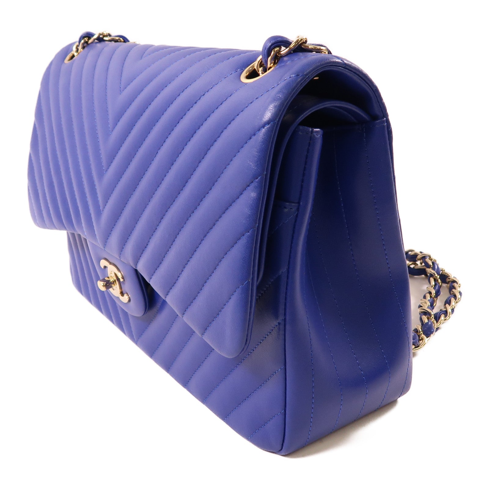 CHANEL 牛皮皮革Large Classic金扣鏈帶肩背袋