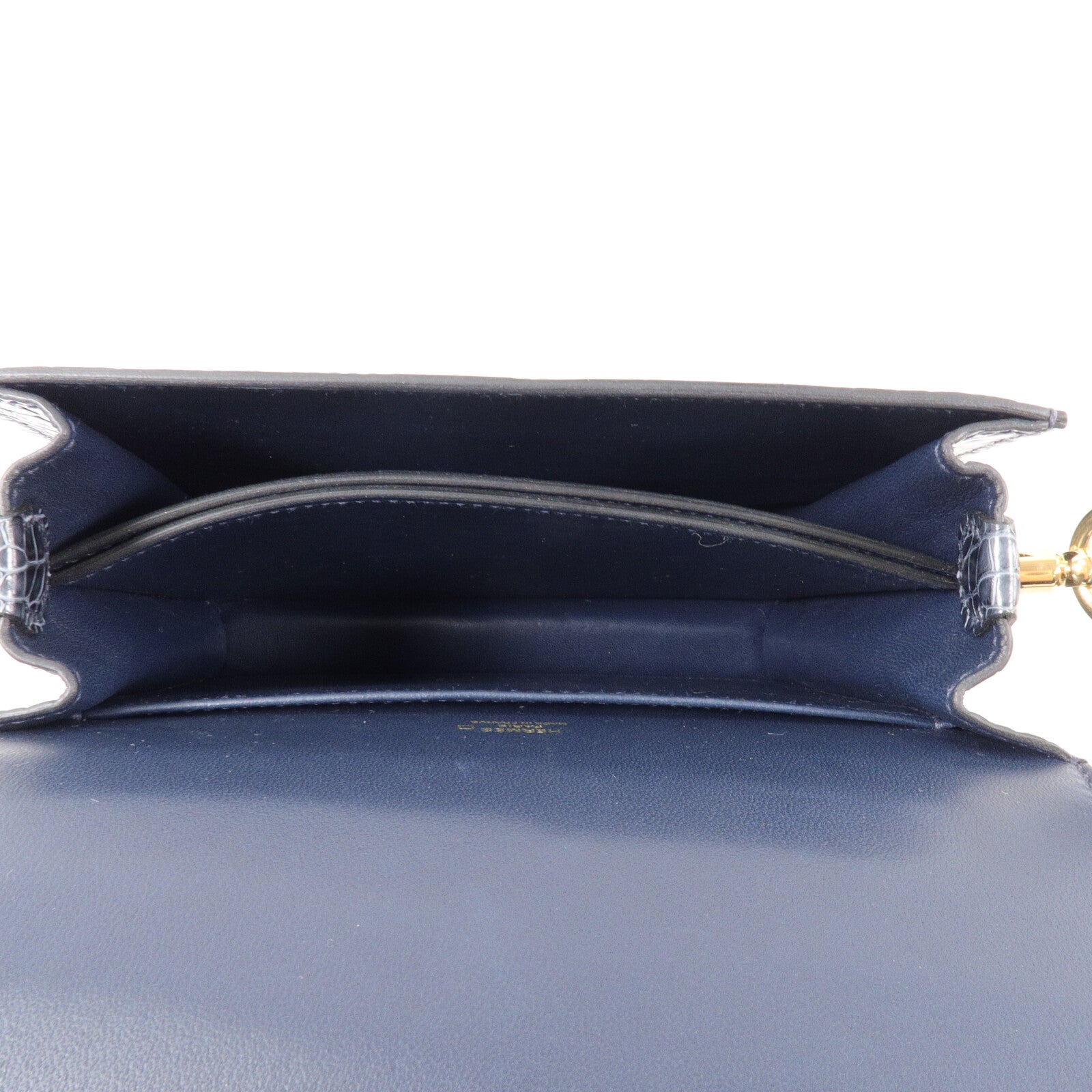 HERMES 鱷魚皮革Roulis Mini肩背袋Bleu Baltioue
