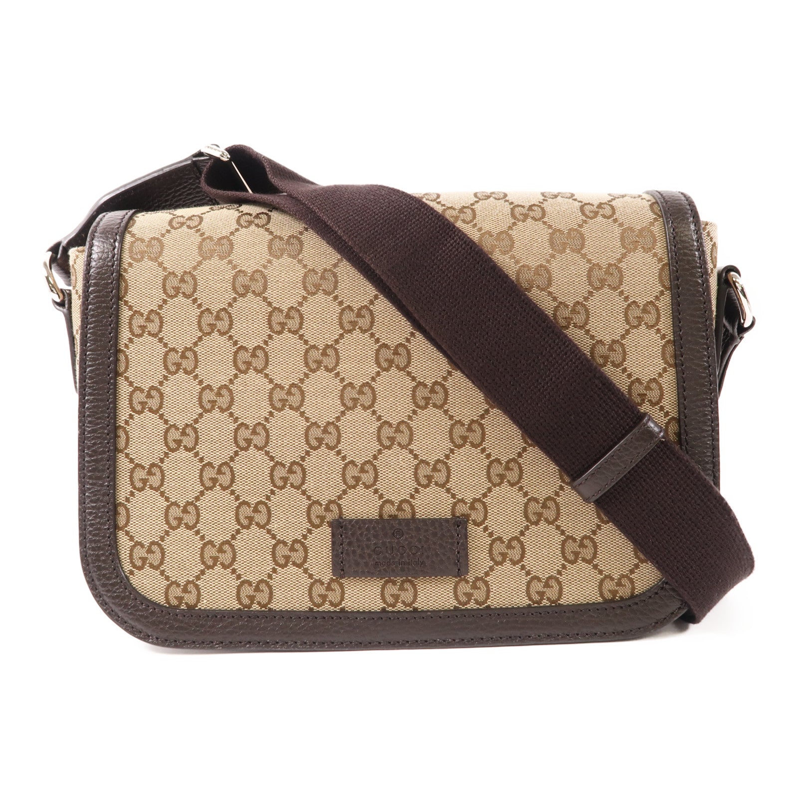 GUCCI 帆布Shoulder Bag銀扣肩背袋