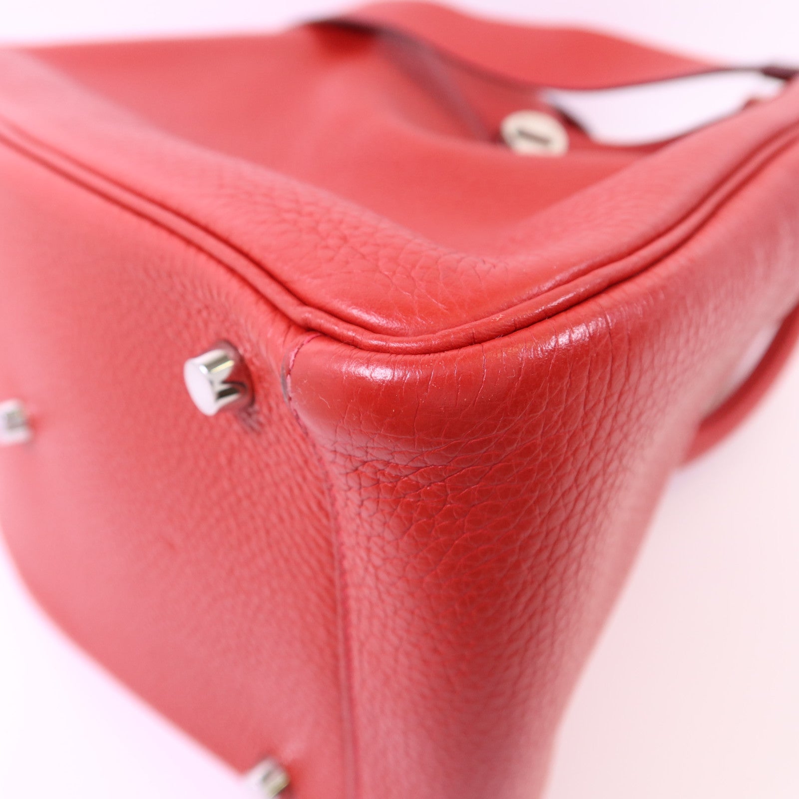 HERMES Clemence皮革Lindy 30銀扣手挽肩背兩用袋Rose Jaipur