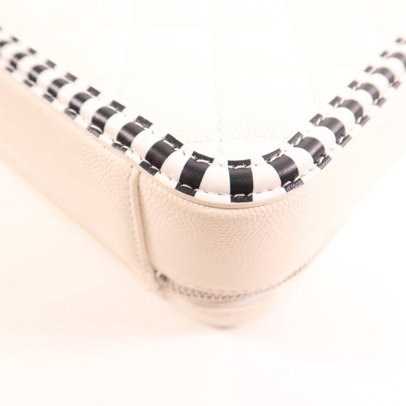 CHANEL CC SHW Vanity 2Way Shoulder Hand Bag Calfskin Leather White/Black