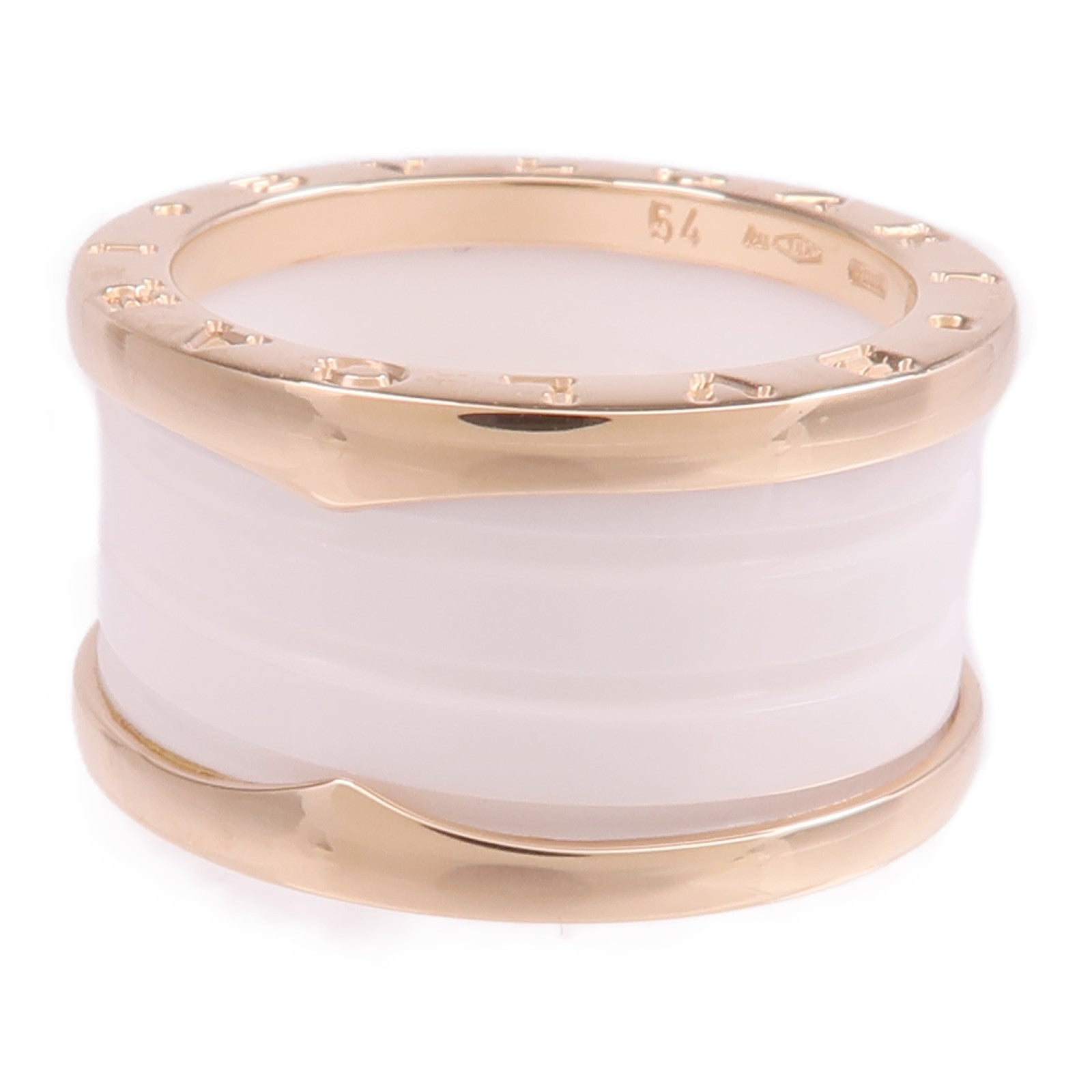 BVLGARI 18K玫瑰金/陶瓷B-zero1戒指BVLGARI#54/US#6.5