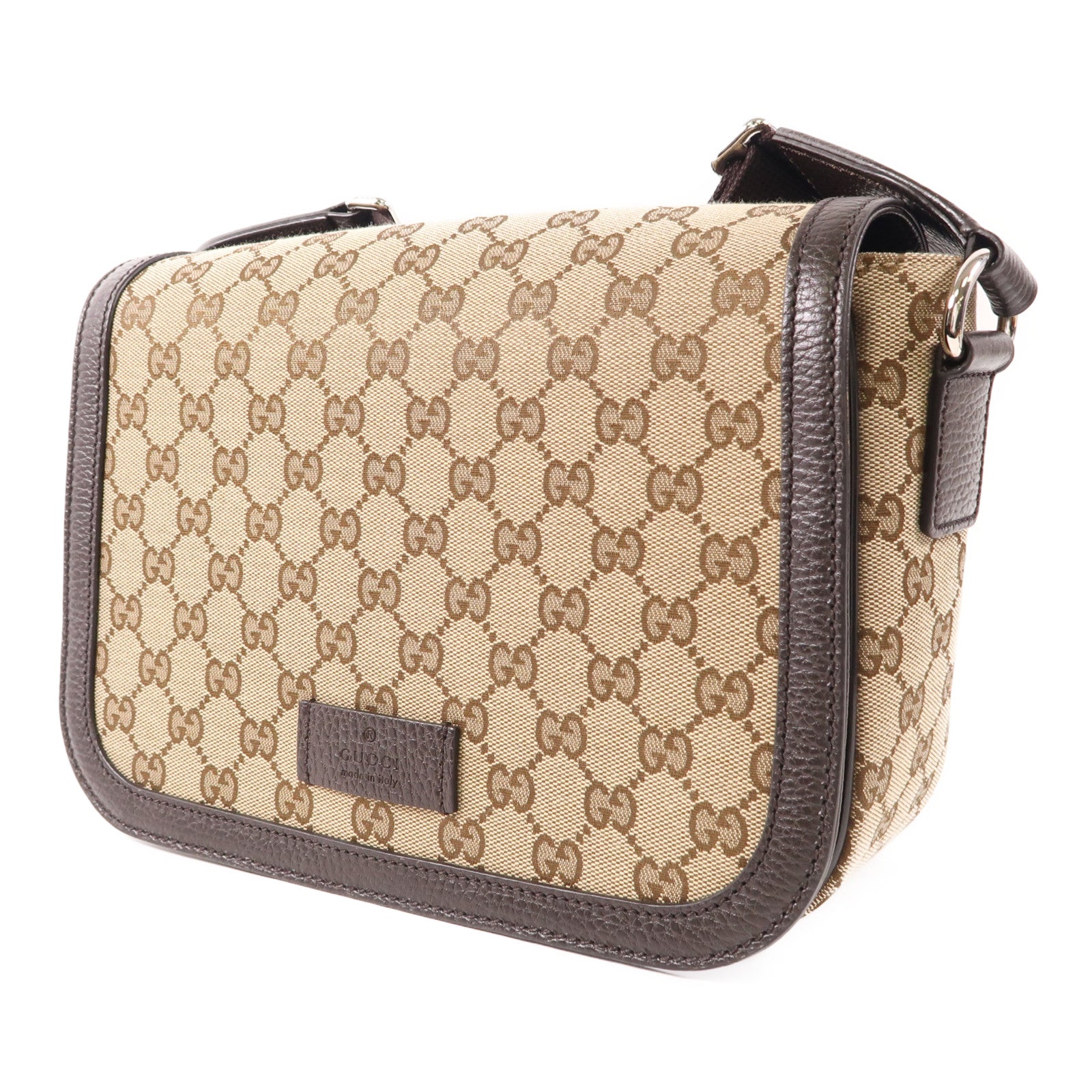 GUCCI 帆布Shoulder Bag銀扣肩背袋