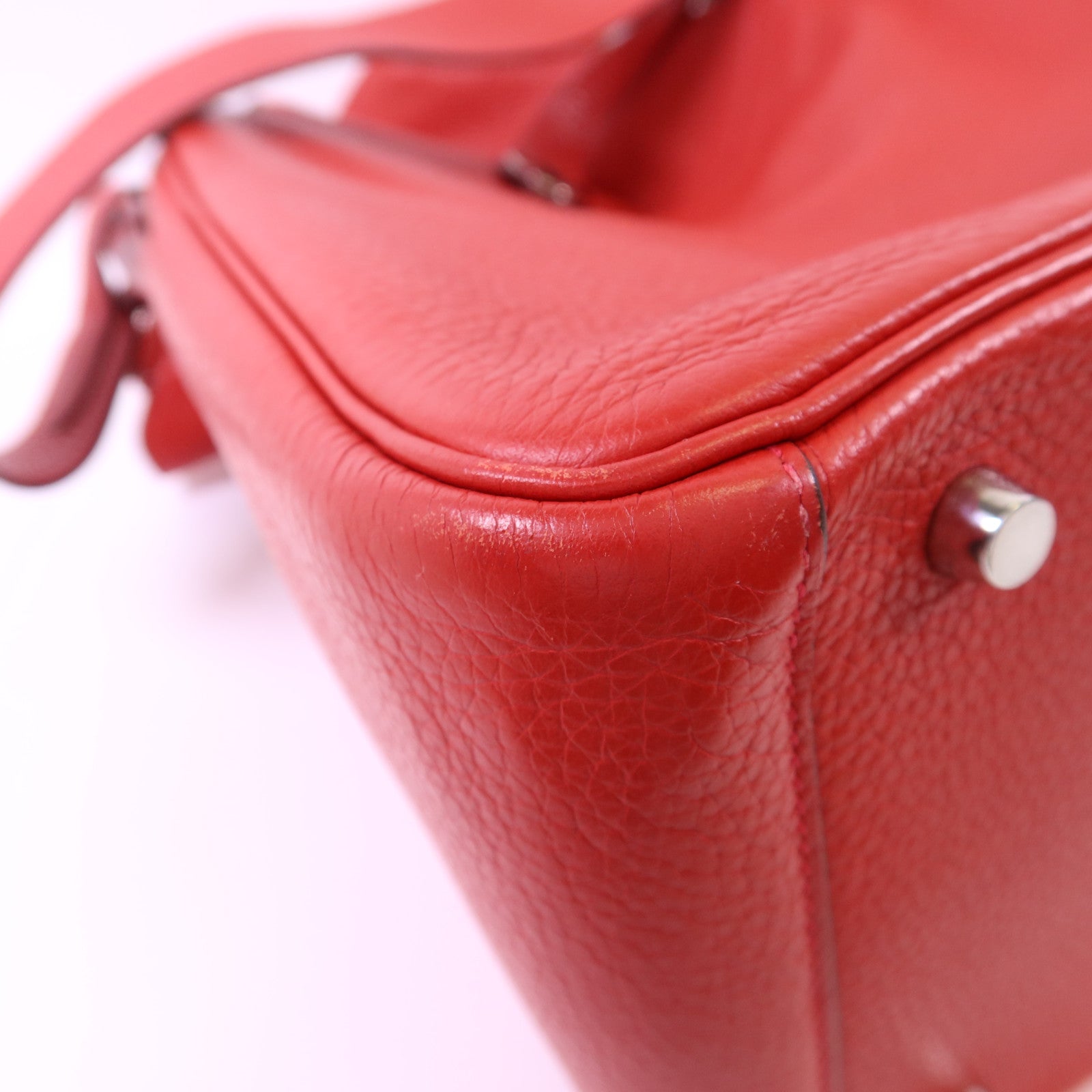 HERMES Clemence皮革Lindy 30銀扣手挽肩背兩用袋Rose Jaipur