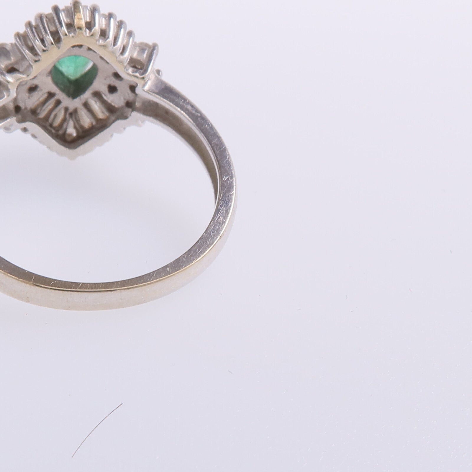 JEWELRY 18K白金Emerald Diamond Ring綠寶石/鑽石戒指US#6.5