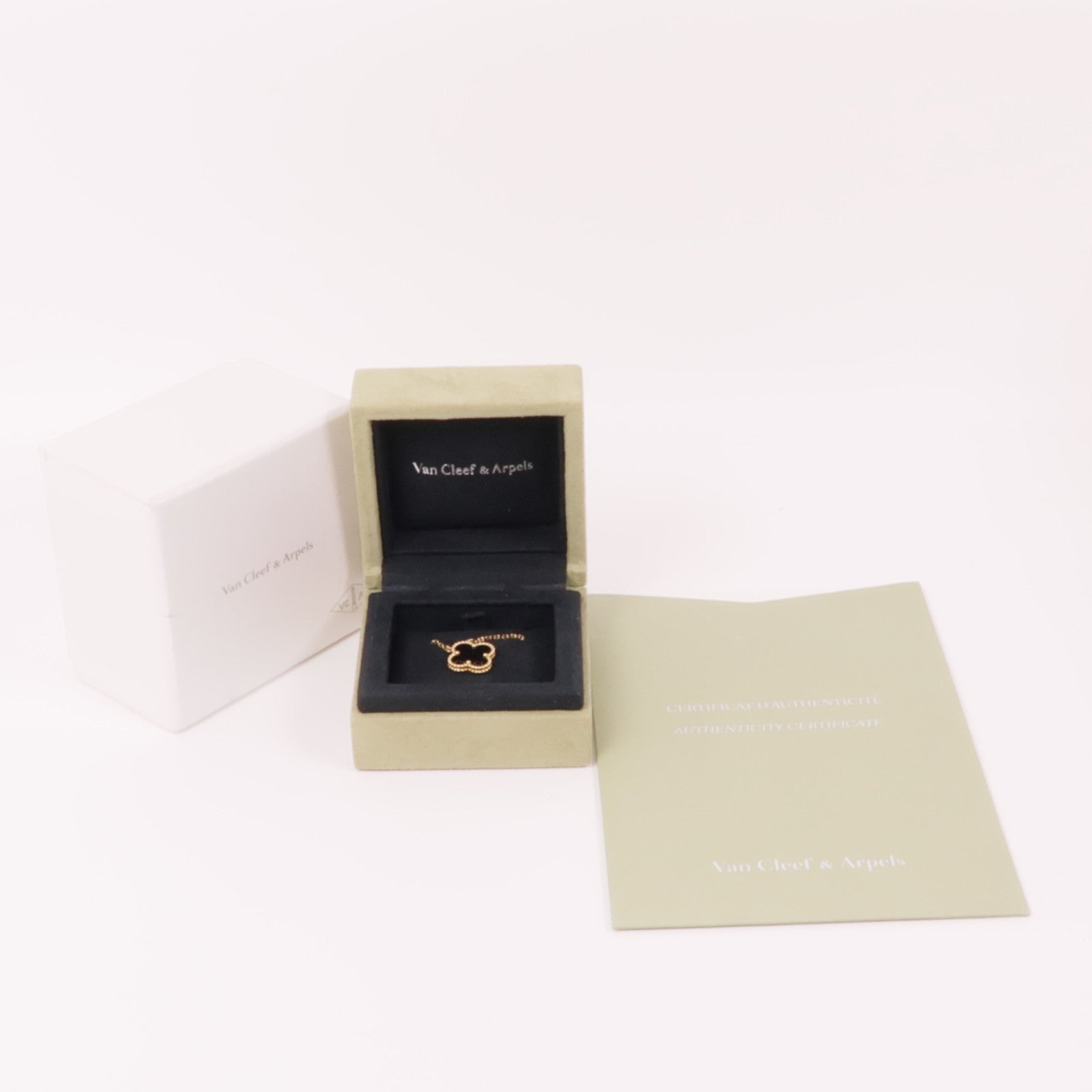 Van Cleef & Arpels 18K黃金Onxy Vintage Alhambra項鍊