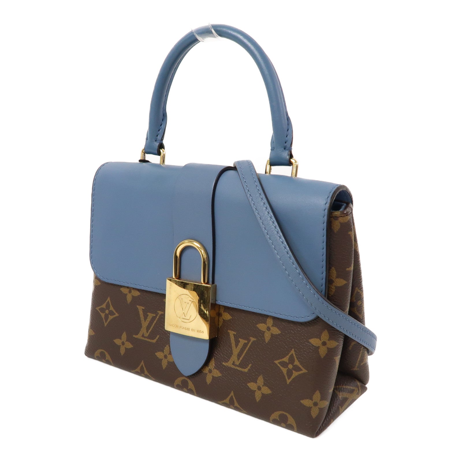 LOUIS VUITTON 【激減優惠】Monogram Locky BB金扣手挽肩背兩用袋藍色/啡色