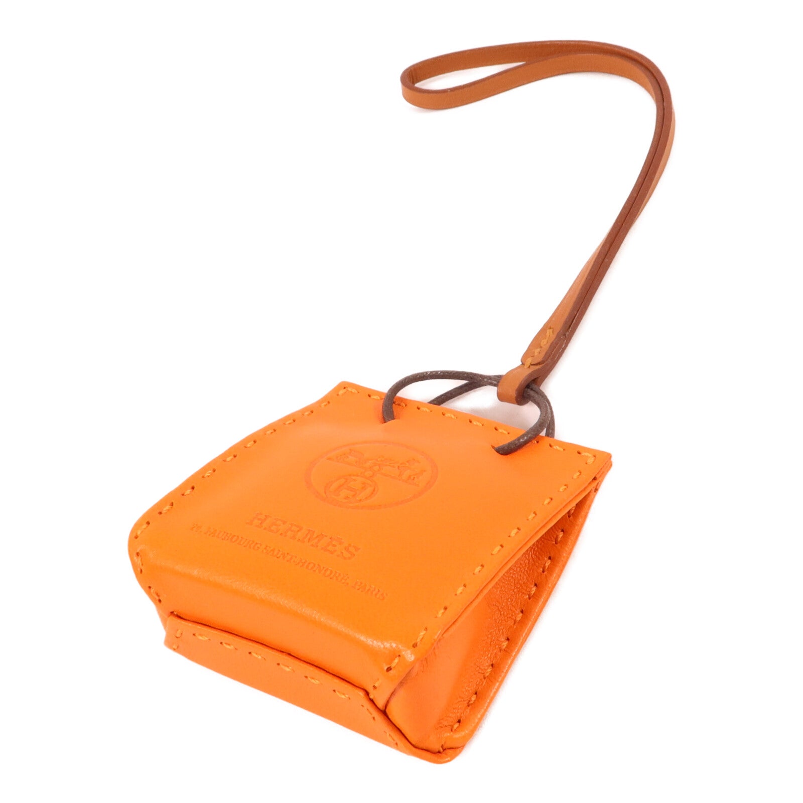 HERMES Milo/Swift皮革Sac Orange Bag Charm掛飾Orange