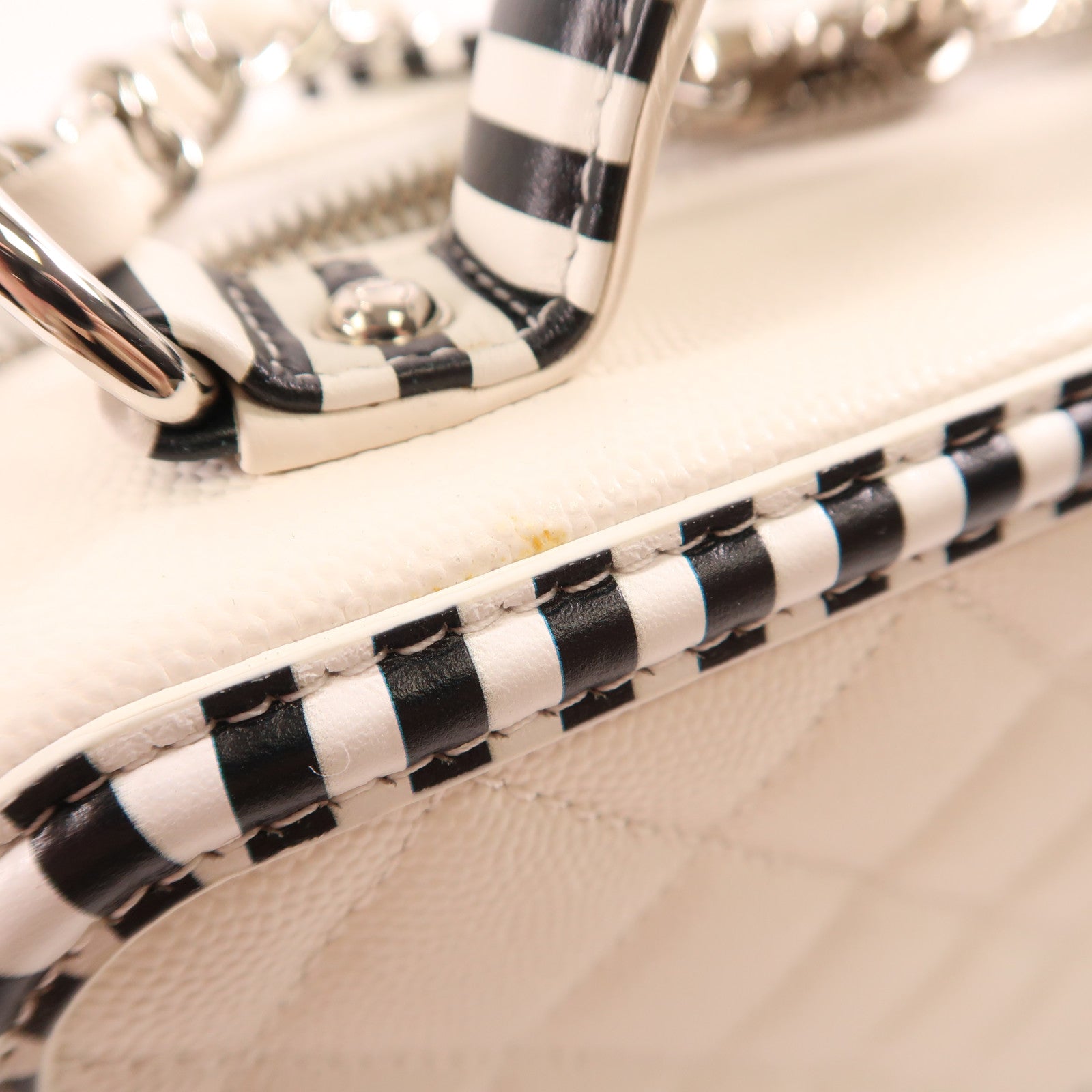 CHANEL CC SHW Vanity 2Way Shoulder Hand Bag Calfskin Leather White/Black