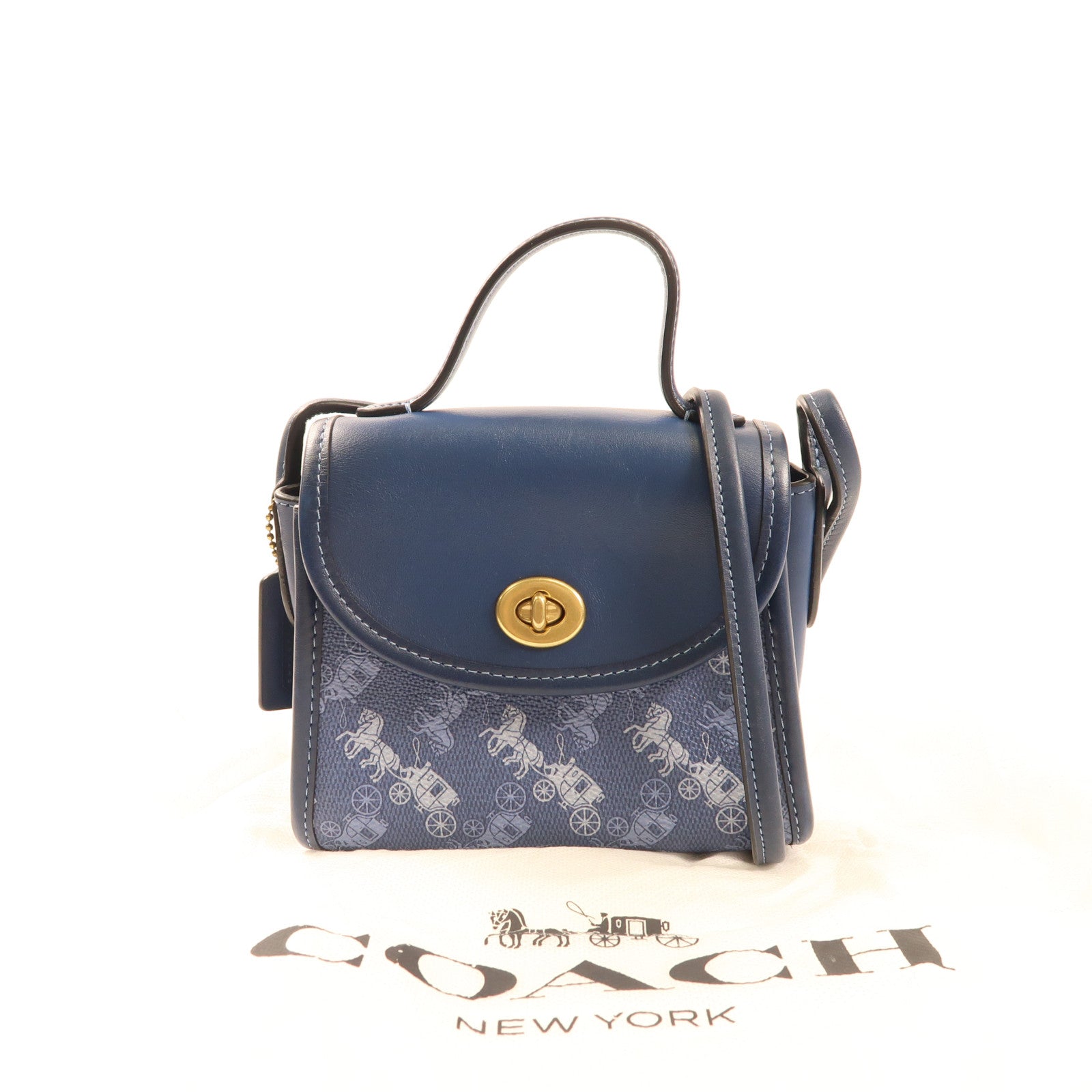 COACH 塗層帆布/牛皮皮革2 way Shoulder金扣肩背袋