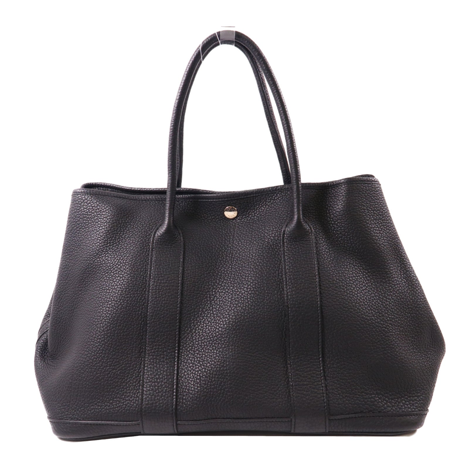 HERMES Negonda皮革GardenParty PM銀扣手挽袋黑色