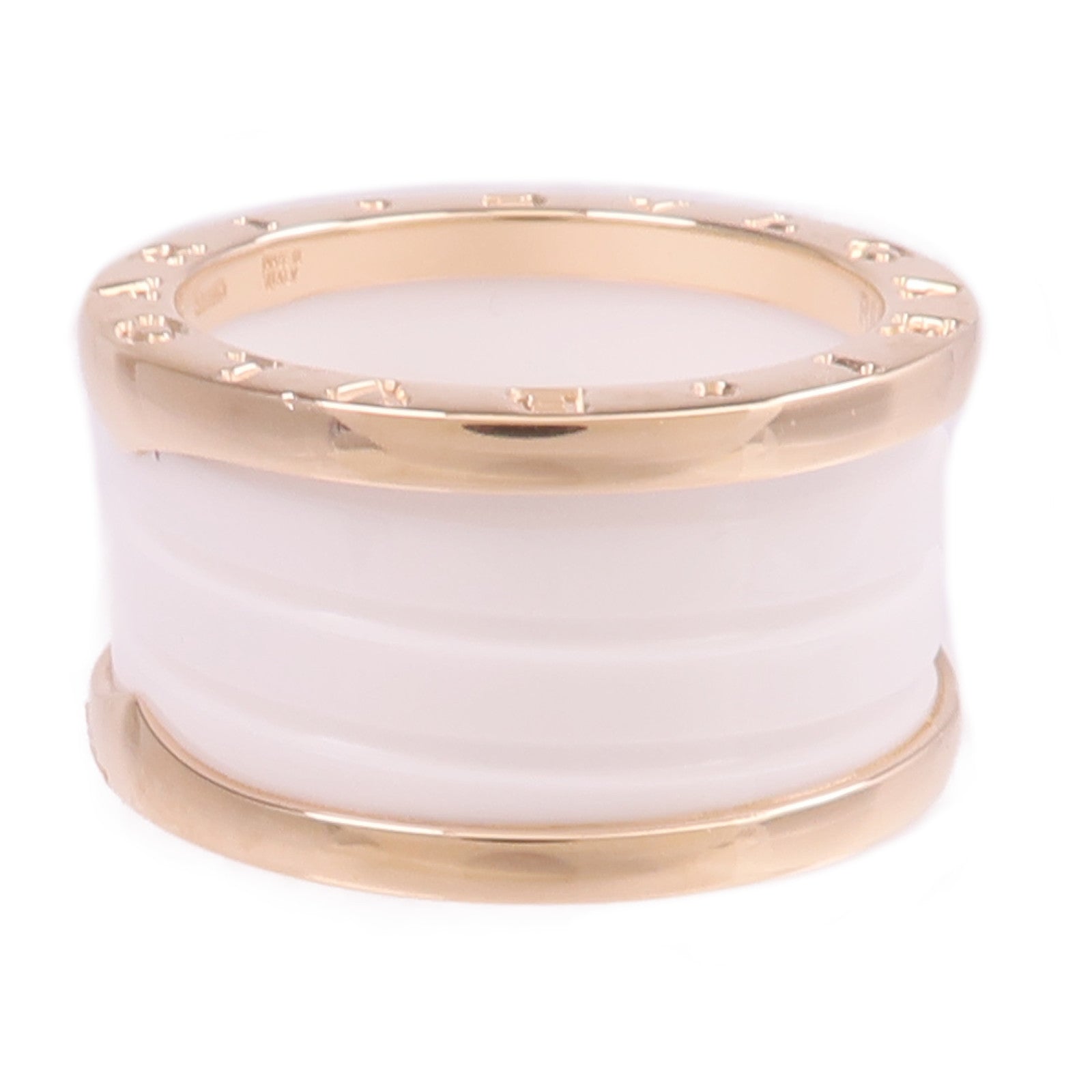 BVLGARI 18K玫瑰金/陶瓷B-zero1戒指BVLGARI#54/US#6.5