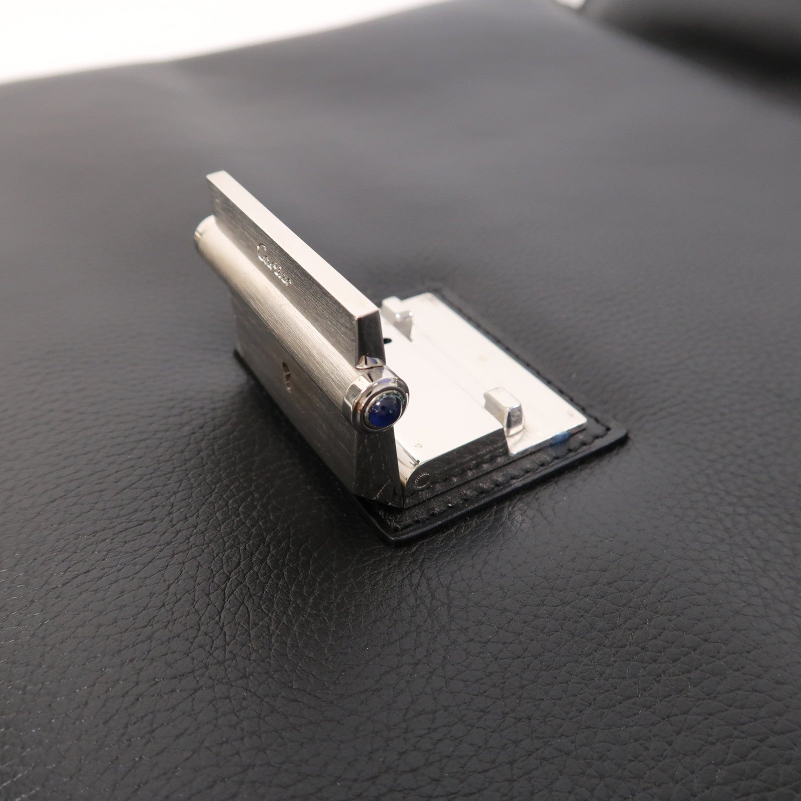 CARTIER 牛皮皮革Briefcase銀扣公事包黑色