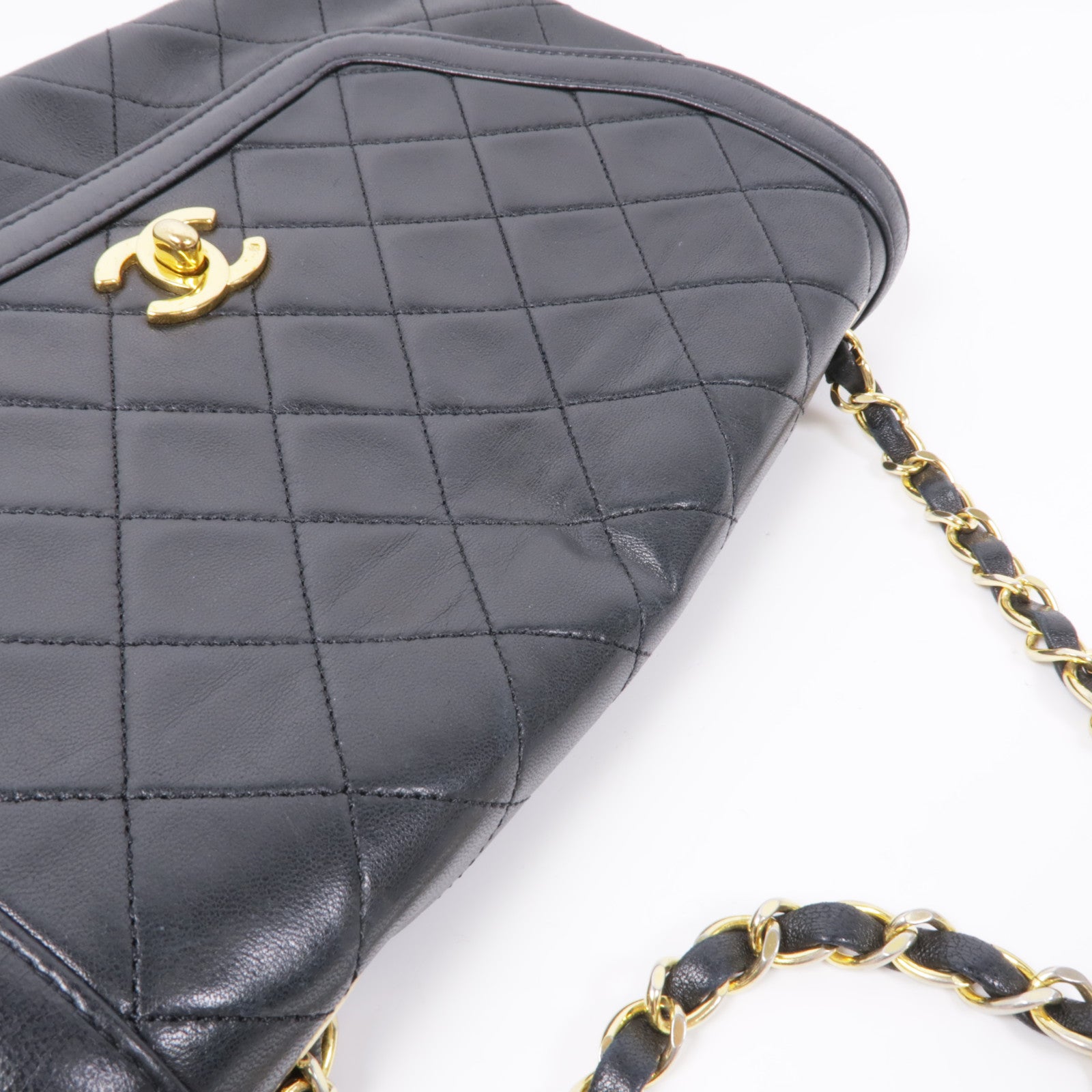 CHANEL 羊皮皮革Chain Shoulder金扣鏈帶肩背袋