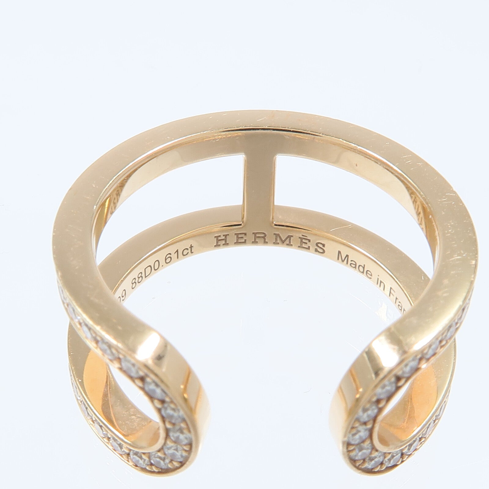 HERMES 18K玫瑰金Ever Chaine d'ancre Ring鑽石戒指