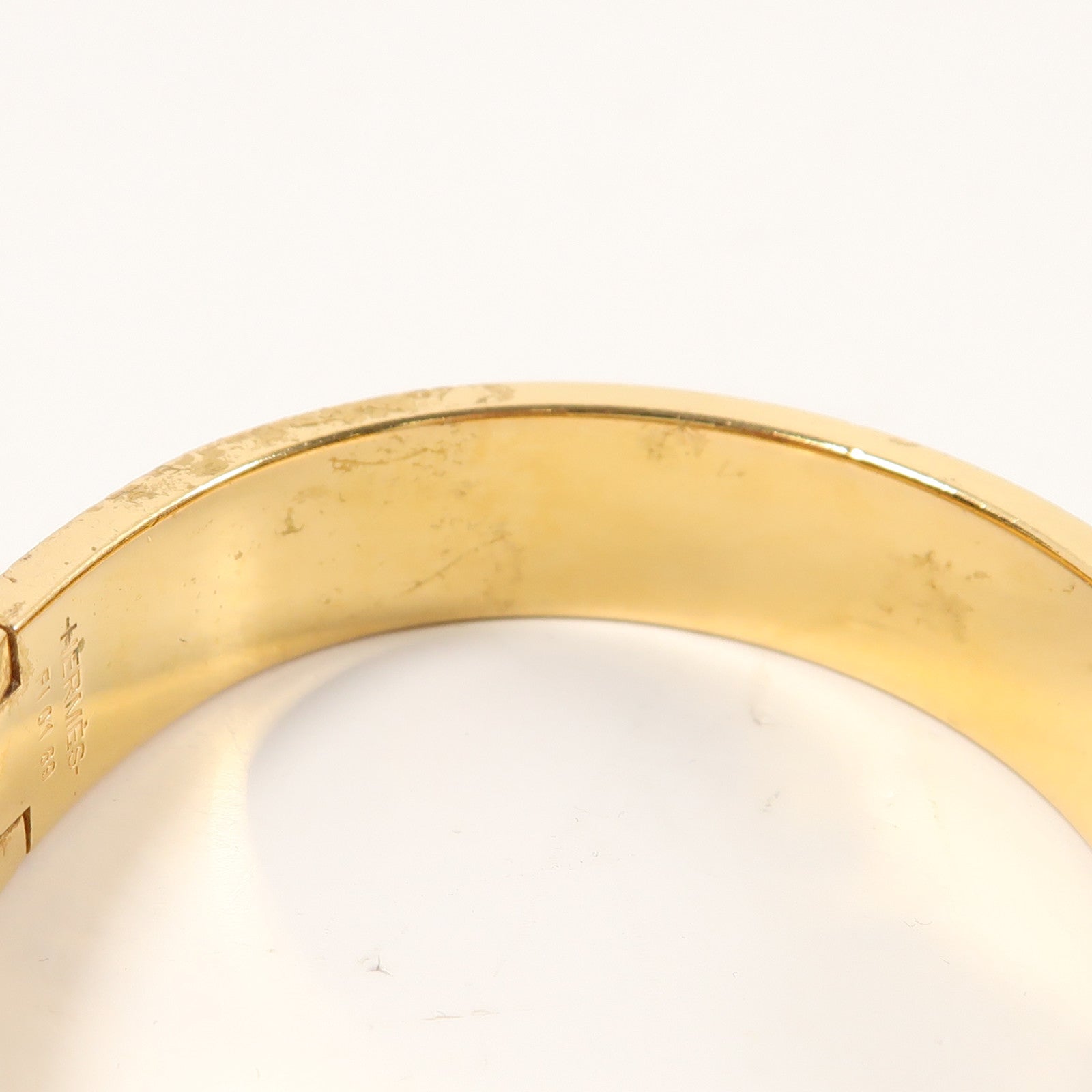 HERMES 金屬H Bangle手鐲金色/白色