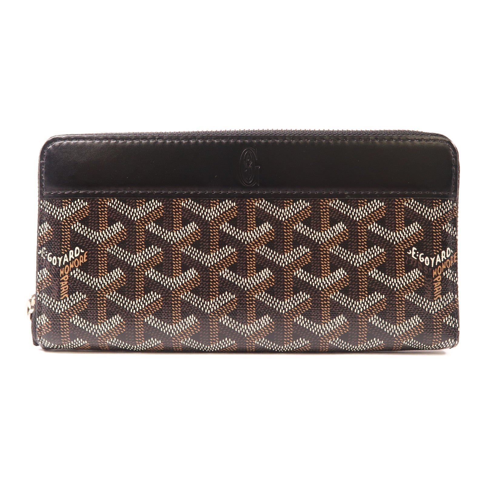 GOYARD 塗層帆布/皮革Matignon銀扣長錢包黑色