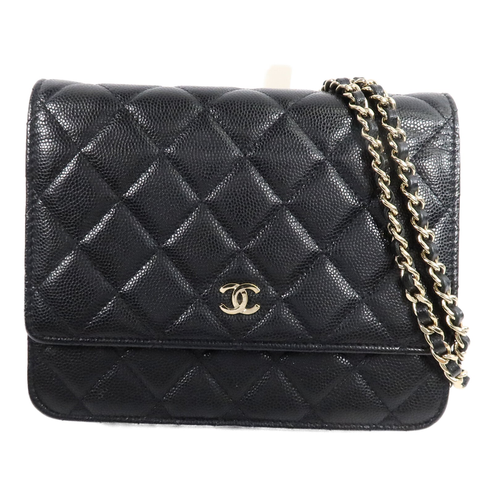CHANEL 牛皮皮革Square Wallet On Chain鏈帶肩背袋
