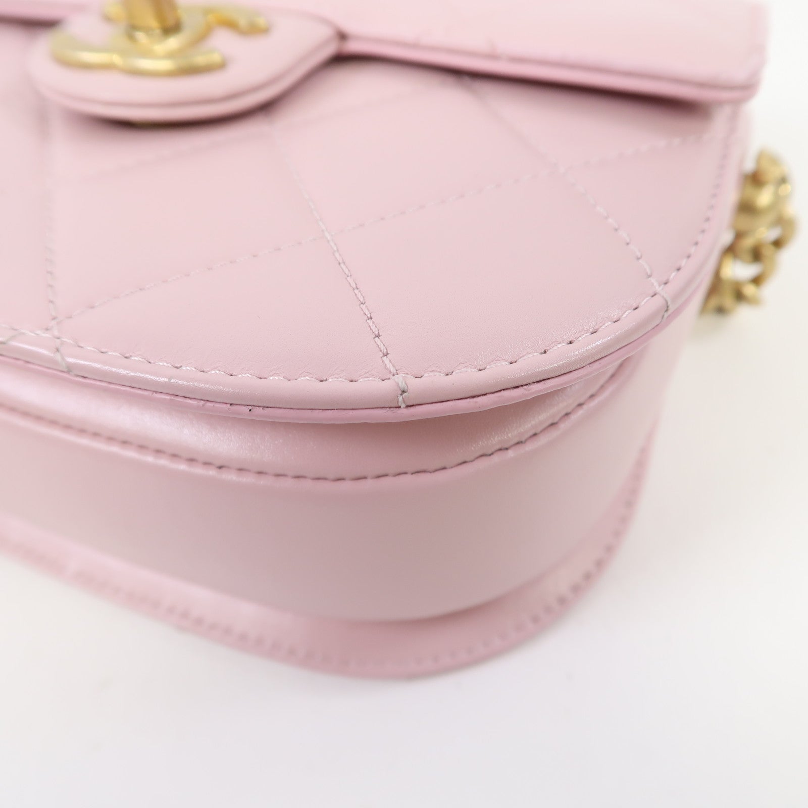 CHANEL 【激減優惠】菱格牛皮皮革Chain Shoulder金扣鏈帶肩背袋粉紅色