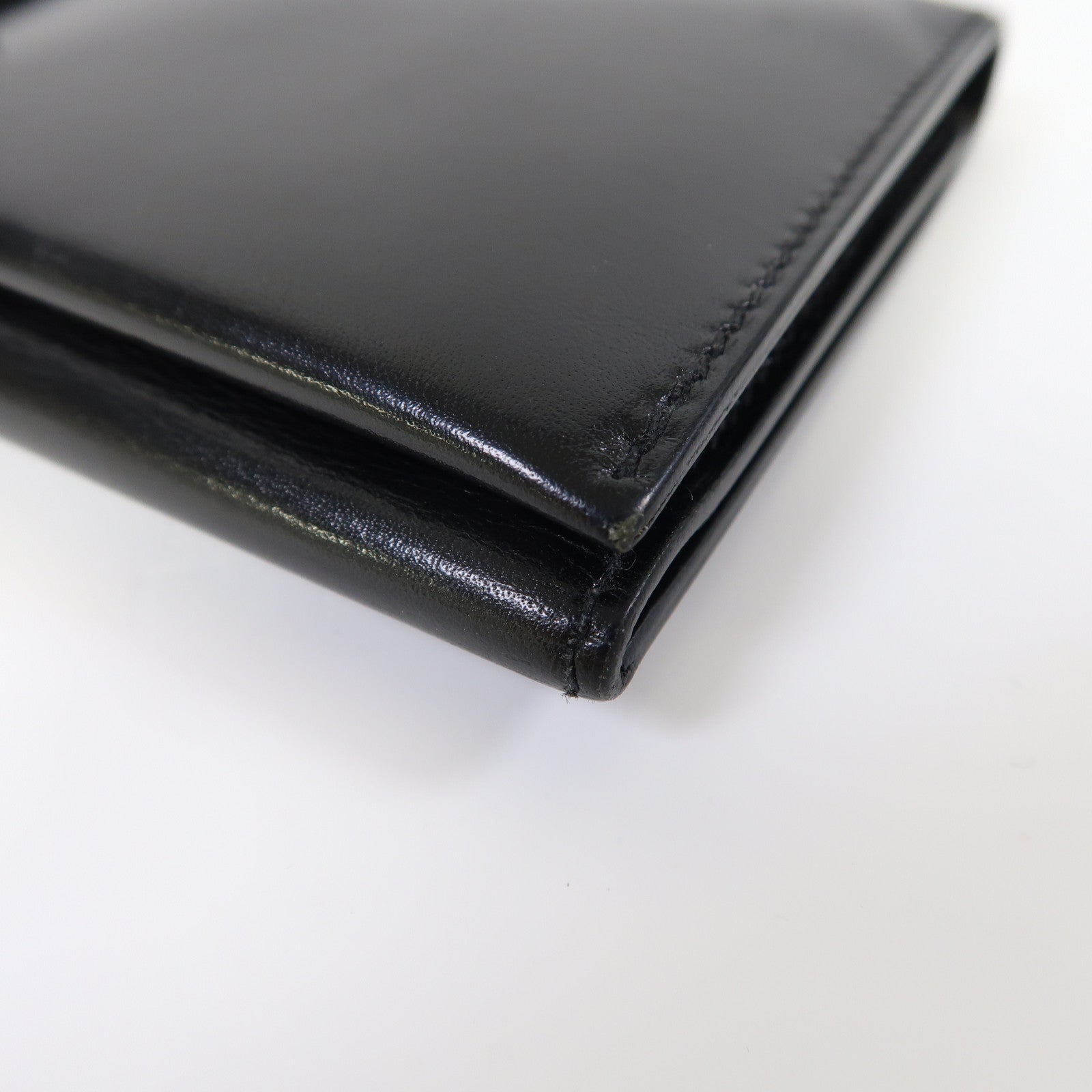 HERMES 皮革Bearn Tri-fold銀扣長錢包黑色