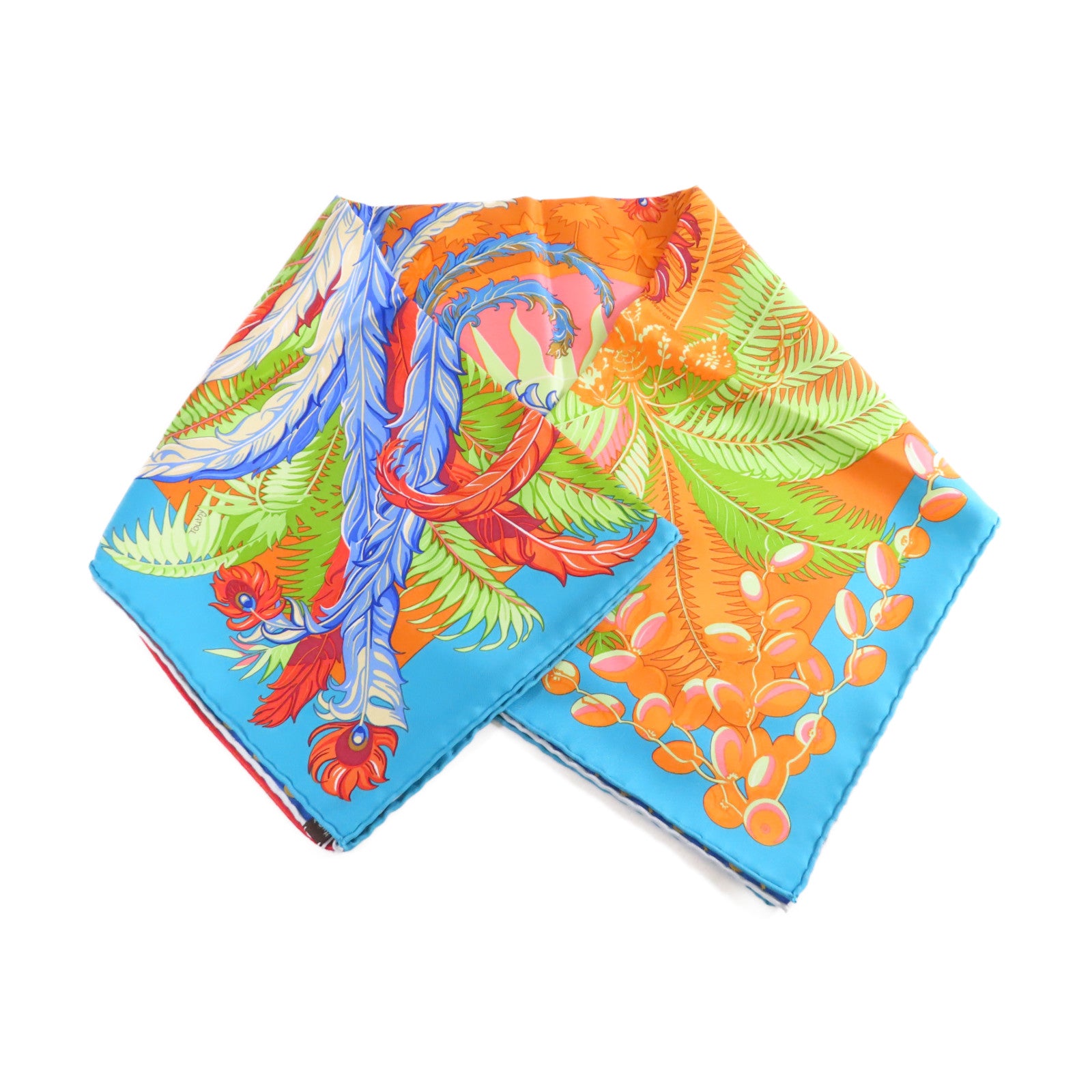 HERMES 絲質90x90 Scarf絲巾橙色/藍色/彩色