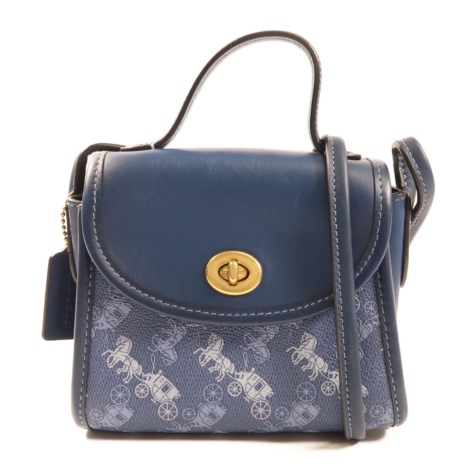 COACH 塗層帆布/牛皮皮革2 way Shoulder金扣肩背袋