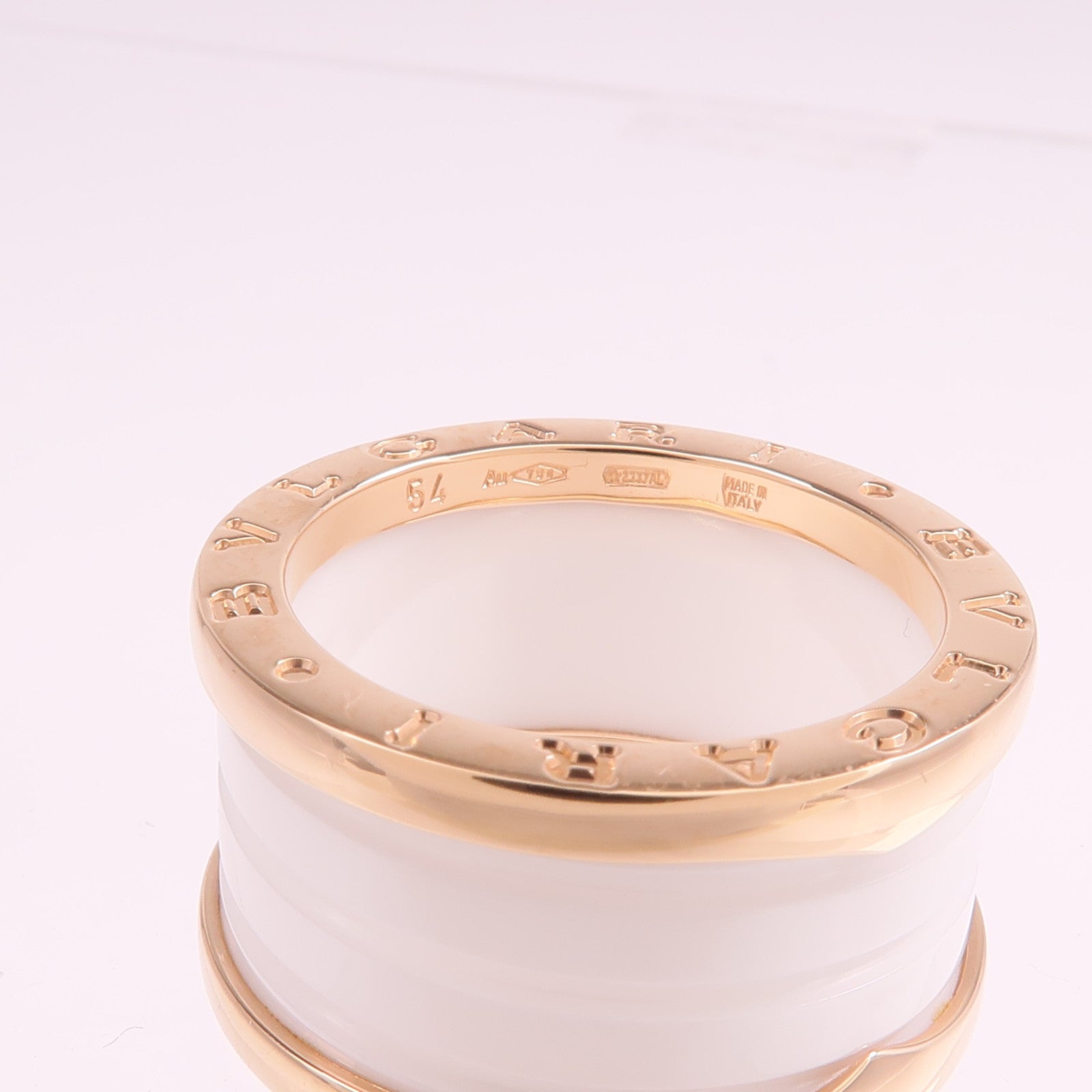 BVLGARI 18K玫瑰金/陶瓷B-zero1戒指BVLGARI#54/US#6.5