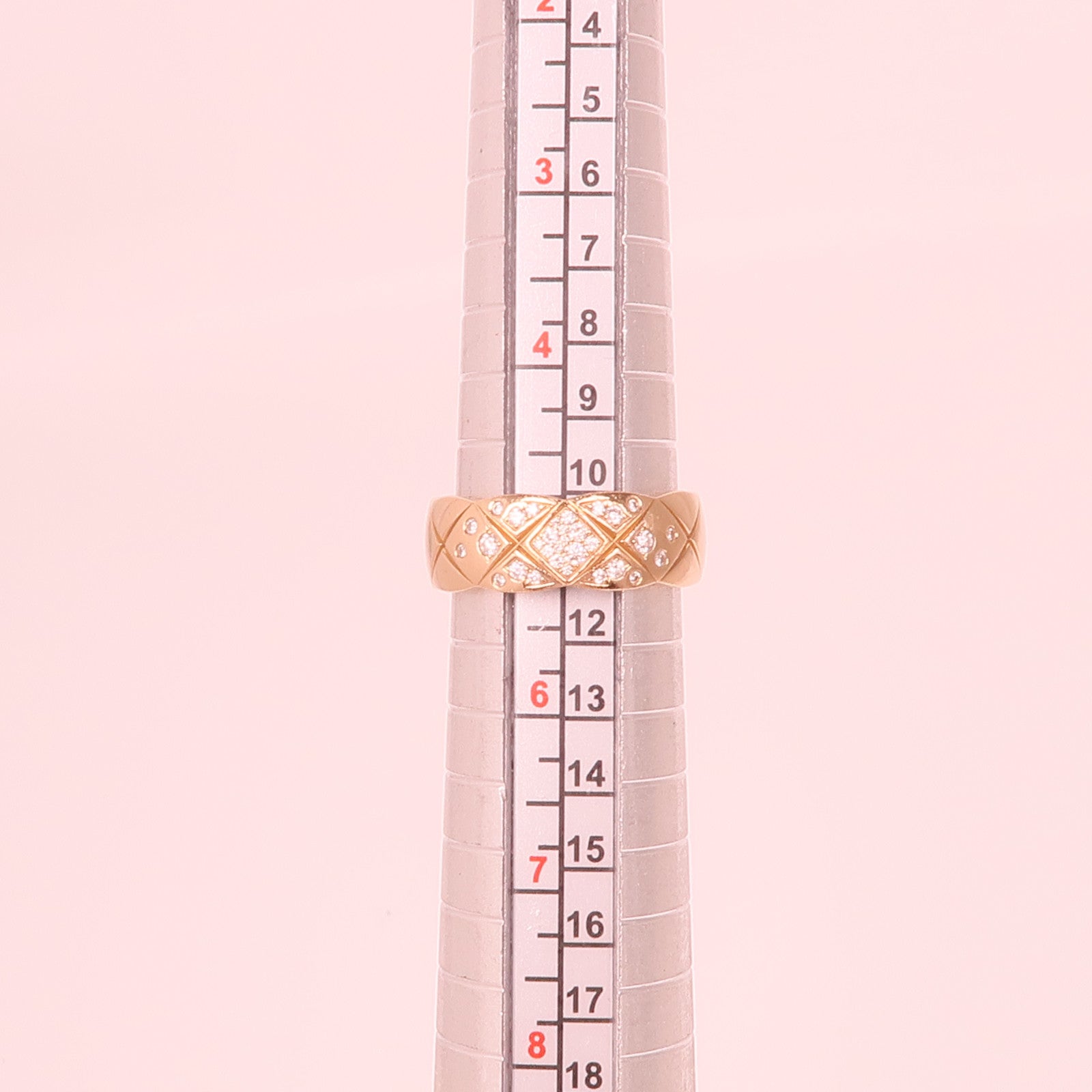 CHANEL 18K玫瑰金Coco Crush Diamond Ring鑽石戒指US#5/Chanel#50