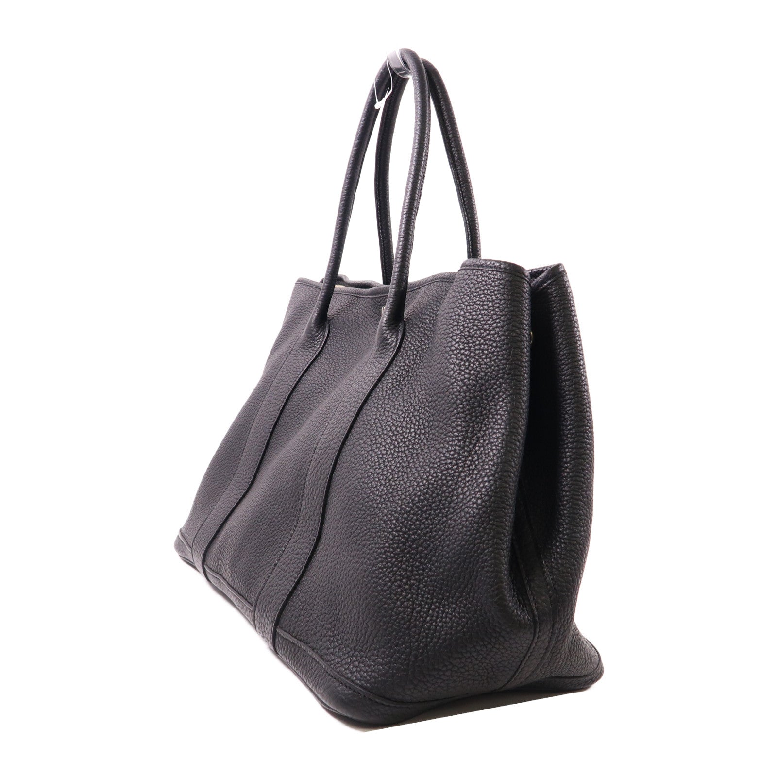 HERMES Negonda皮革GardenParty PM銀扣手挽袋黑色
