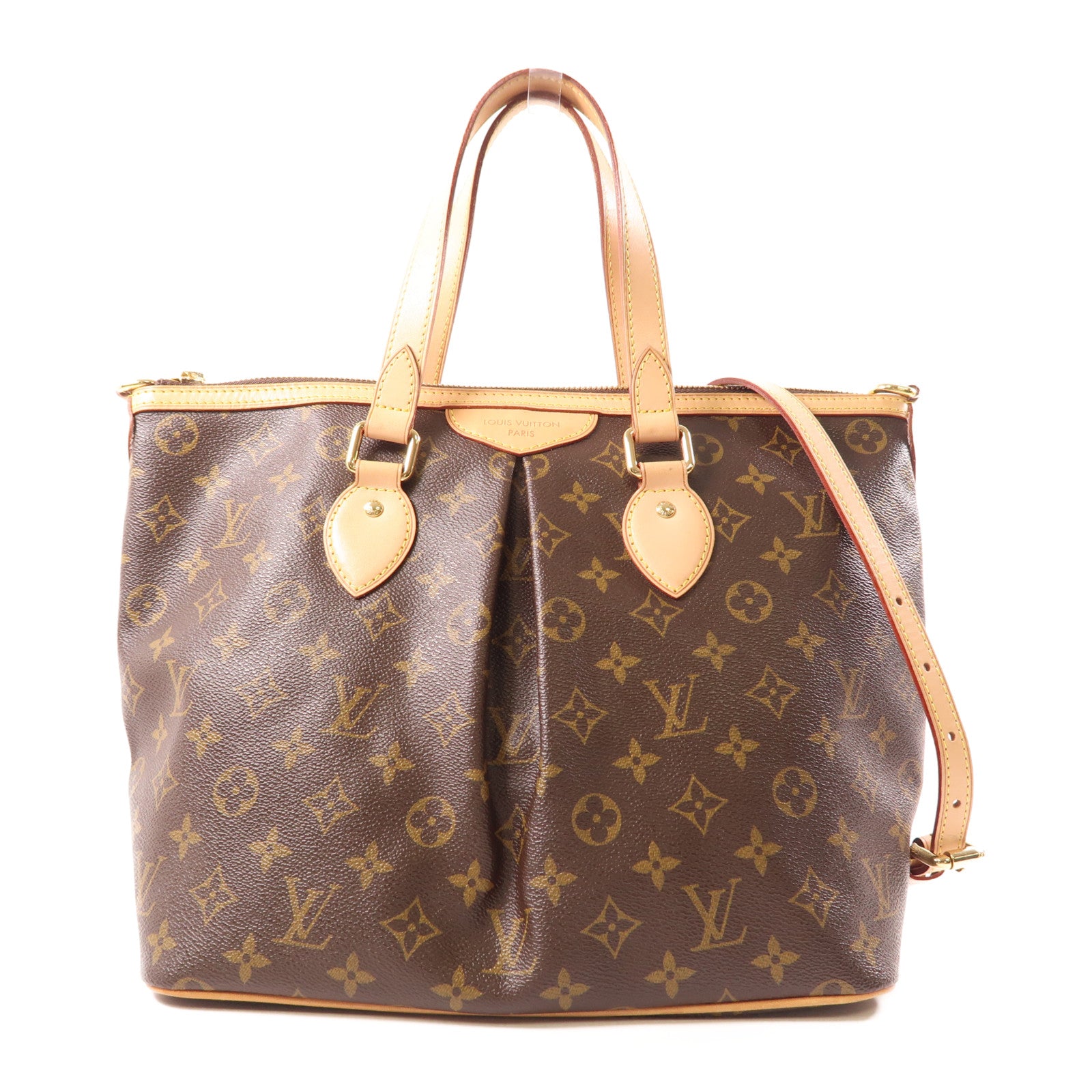 LOUIS VUITTON Monogram Palermo PM金扣手挽肩背兩用袋棕色