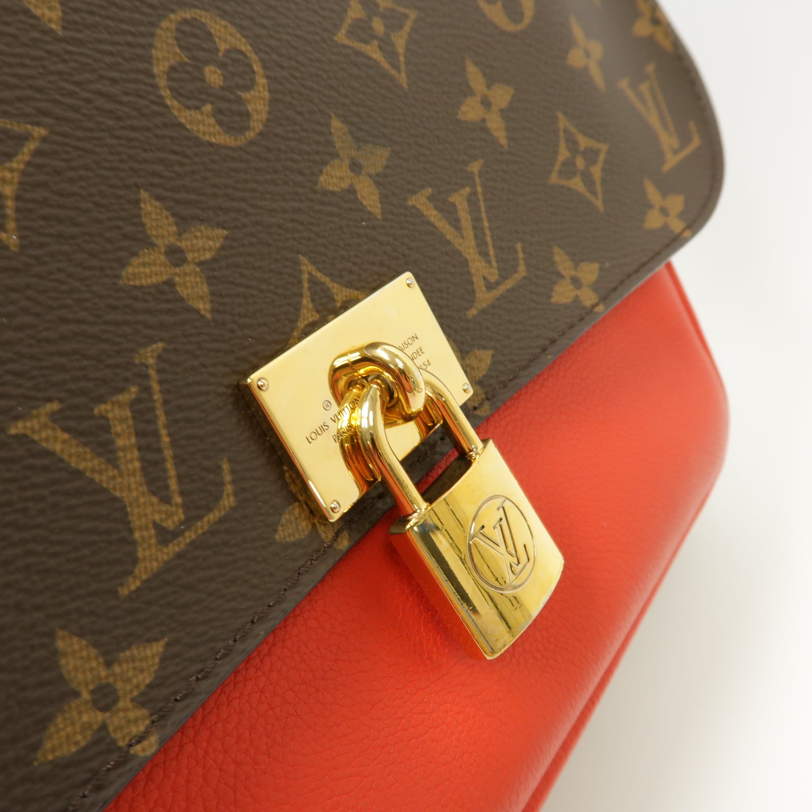 LOUIS VUITTON Monogram Marignan金扣手挽肩背兩用袋啡色/紅色