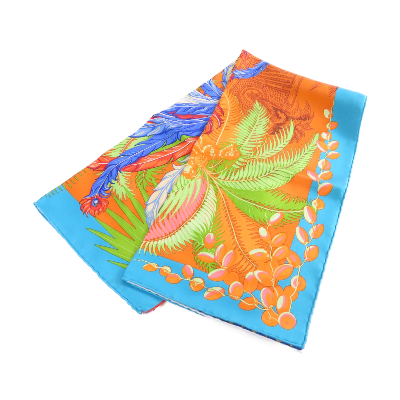 HERMES 絲質90x90 Scarf絲巾橙色/藍色/彩色