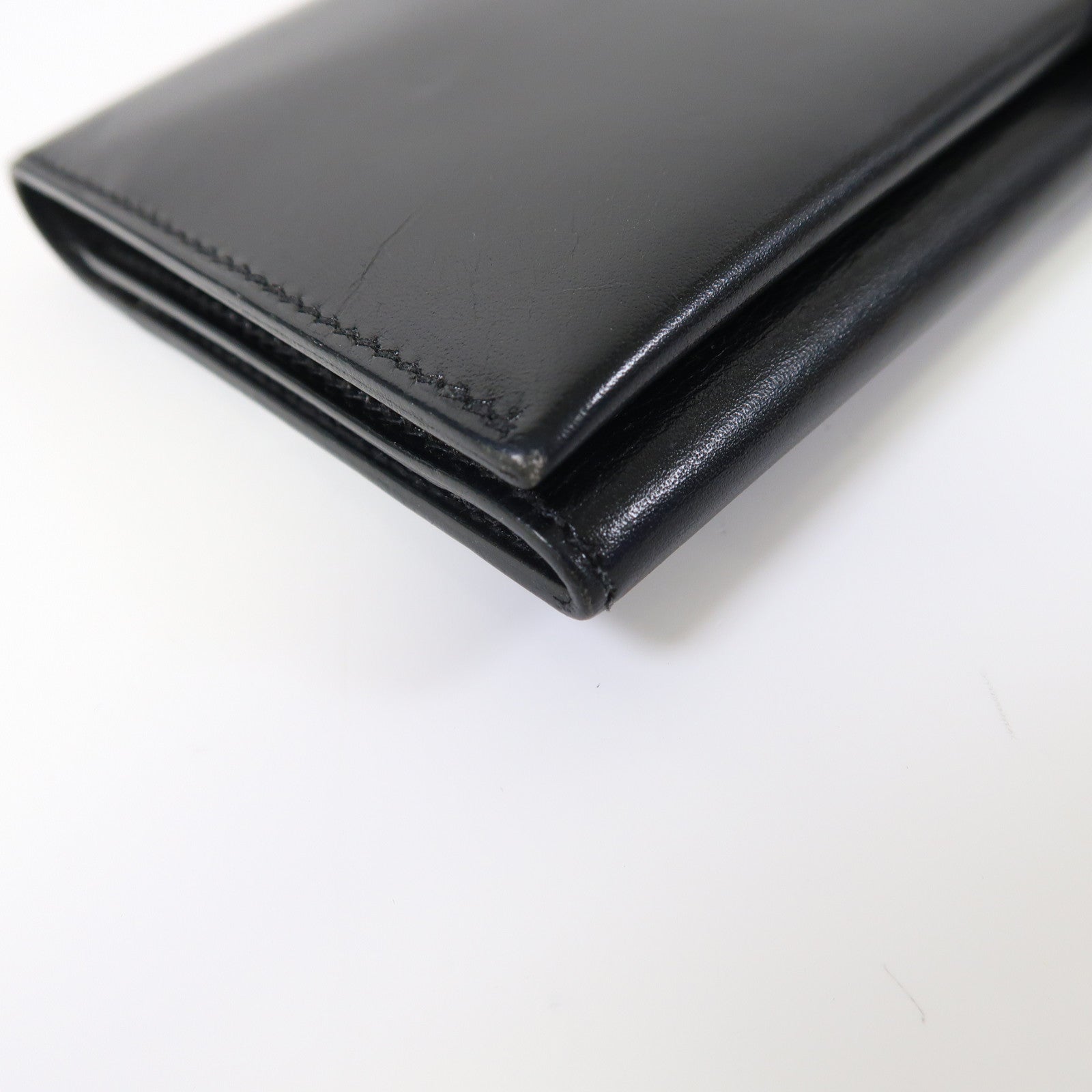 HERMES 皮革Bearn Tri-fold銀扣長錢包黑色